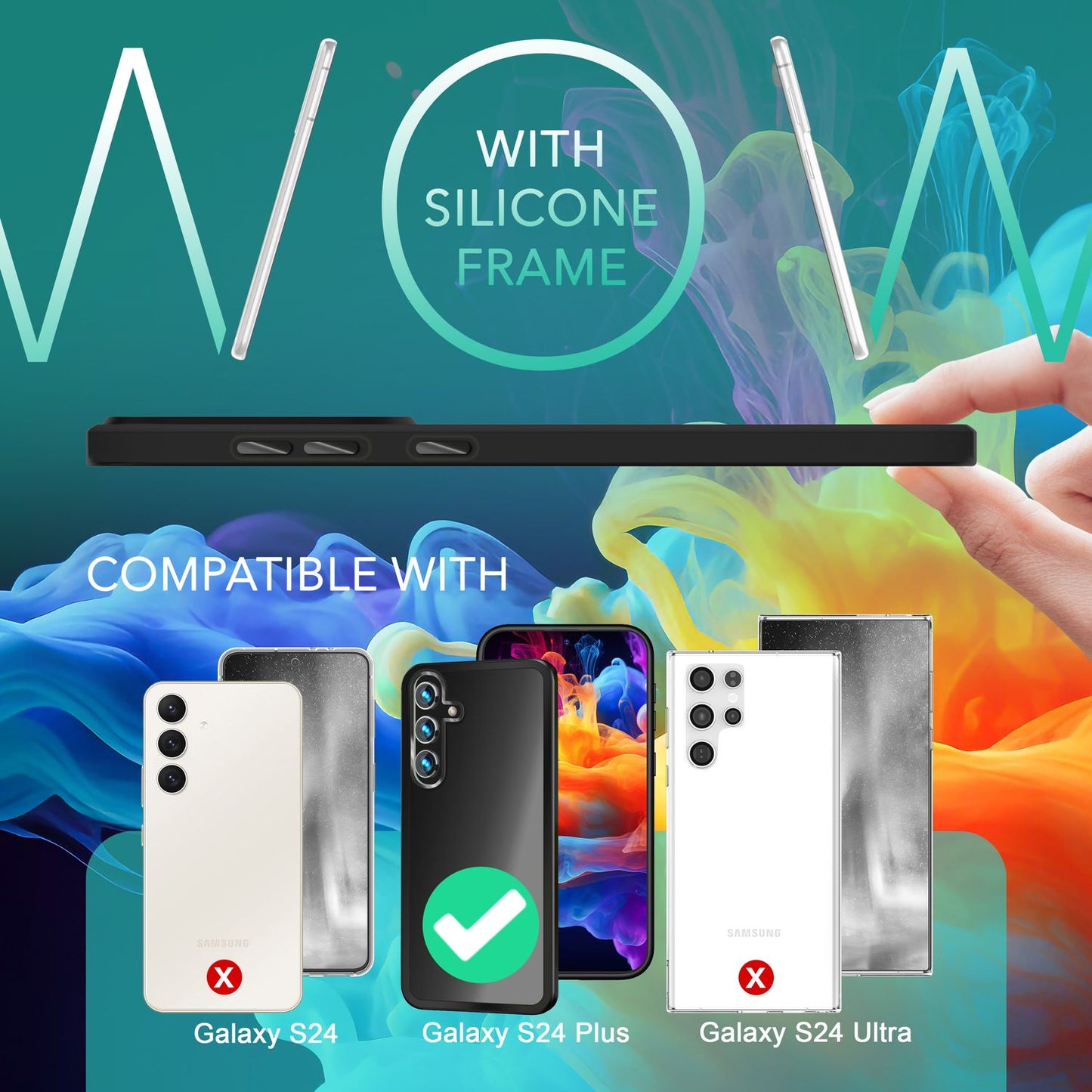 NALIA Matt Hybrid hlífðarhulstur fyrir Samsung Galaxy S24 Plus, hálfgagnsætt hart bak og rammi sem verndar gegn falli