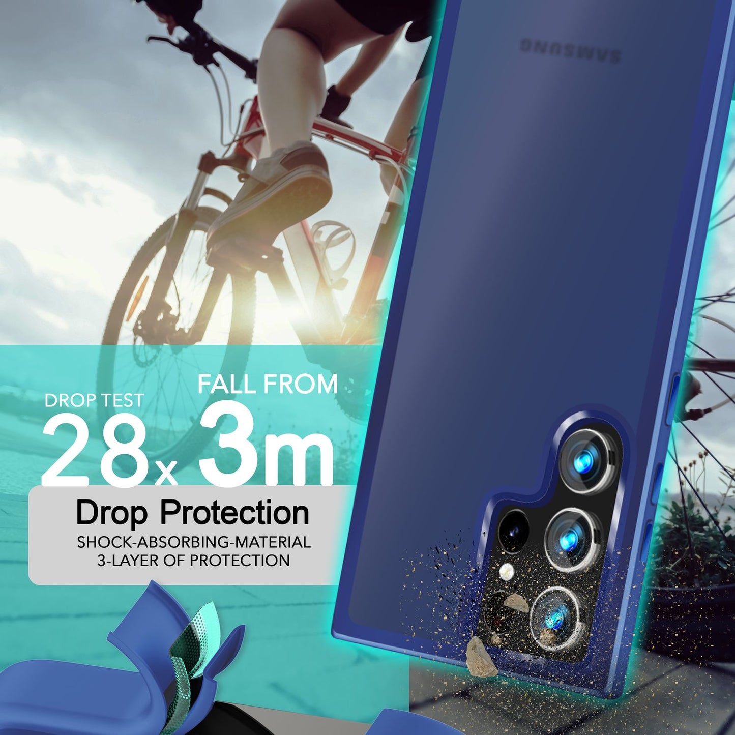 NALIA Matt Hybrid hlífðarhulstur fyrir Samsung Galaxy S24 Ultra, hálfgagnsætt hart bak og rammi sem verndar gegn falli