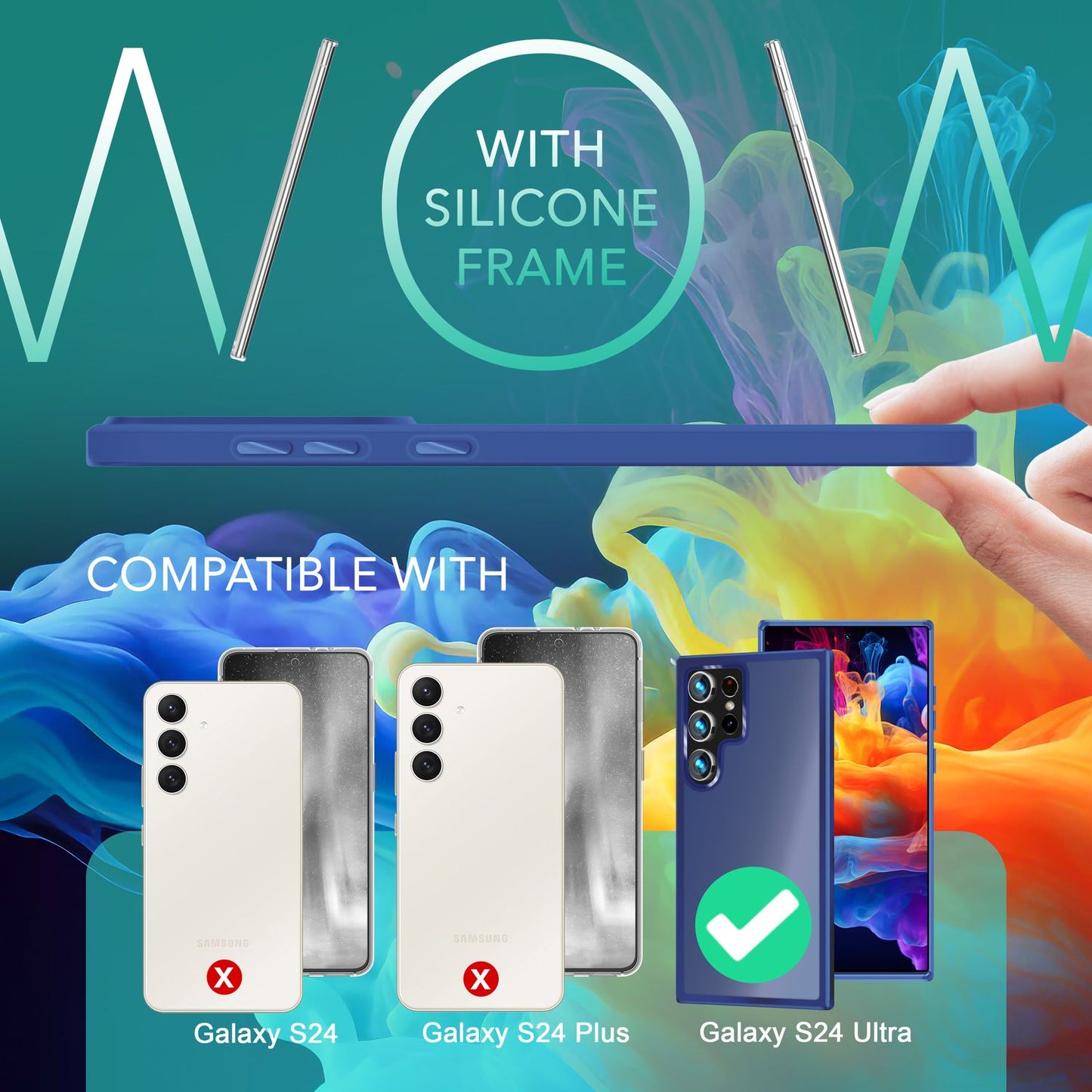 NALIA Matt Hybrid hlífðarhulstur fyrir Samsung Galaxy S24 Ultra, hálfgagnsætt hart bak og rammi sem verndar gegn falli