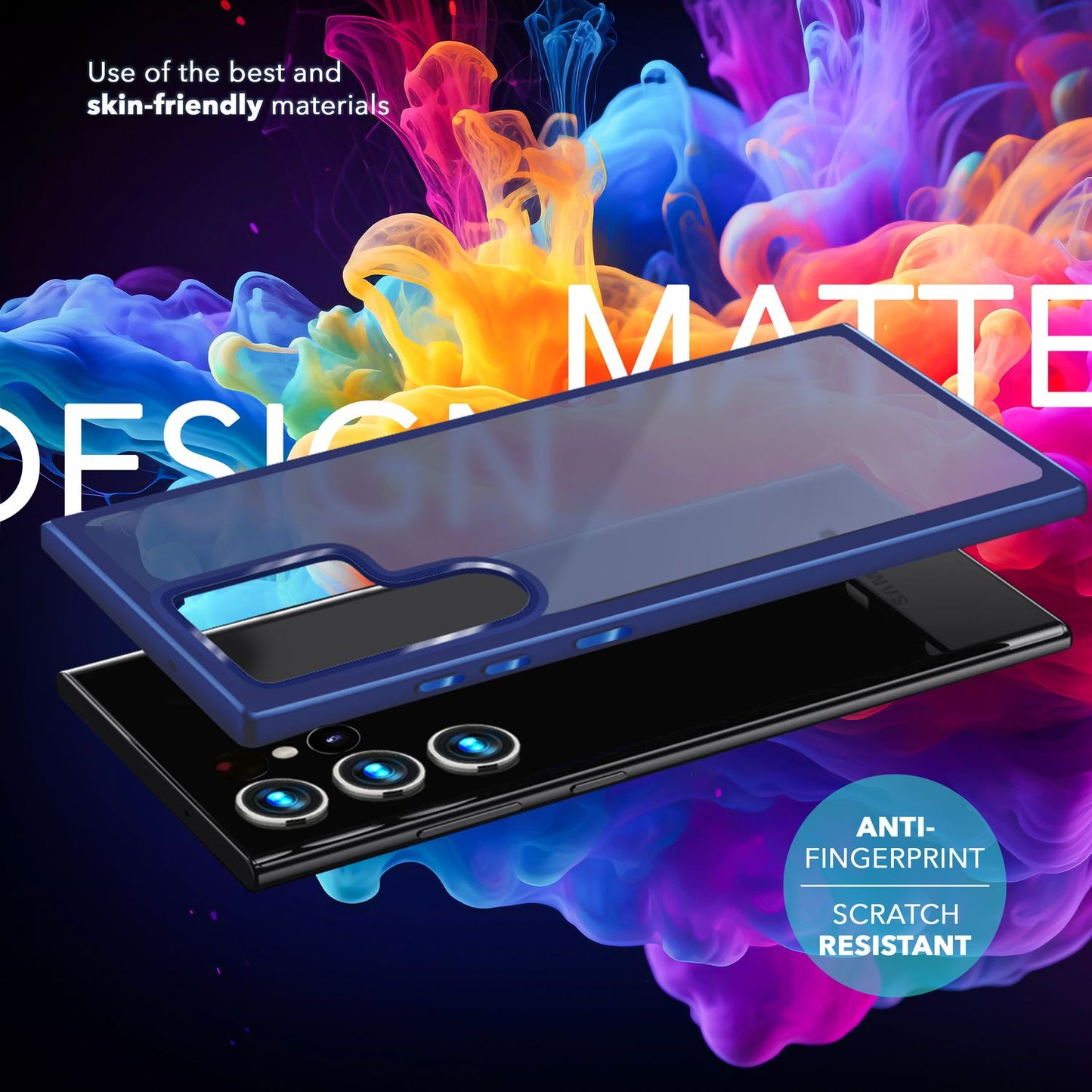 NALIA Matt Hybrid hlífðarhulstur fyrir Samsung Galaxy S24 Ultra, hálfgagnsætt hart bak og rammi sem verndar gegn falli