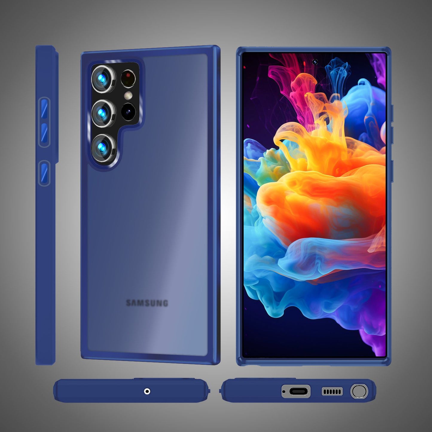 NALIA Matt Hybrid hlífðarhulstur fyrir Samsung Galaxy S24 Ultra, hálfgagnsætt hart bak og rammi sem verndar gegn falli