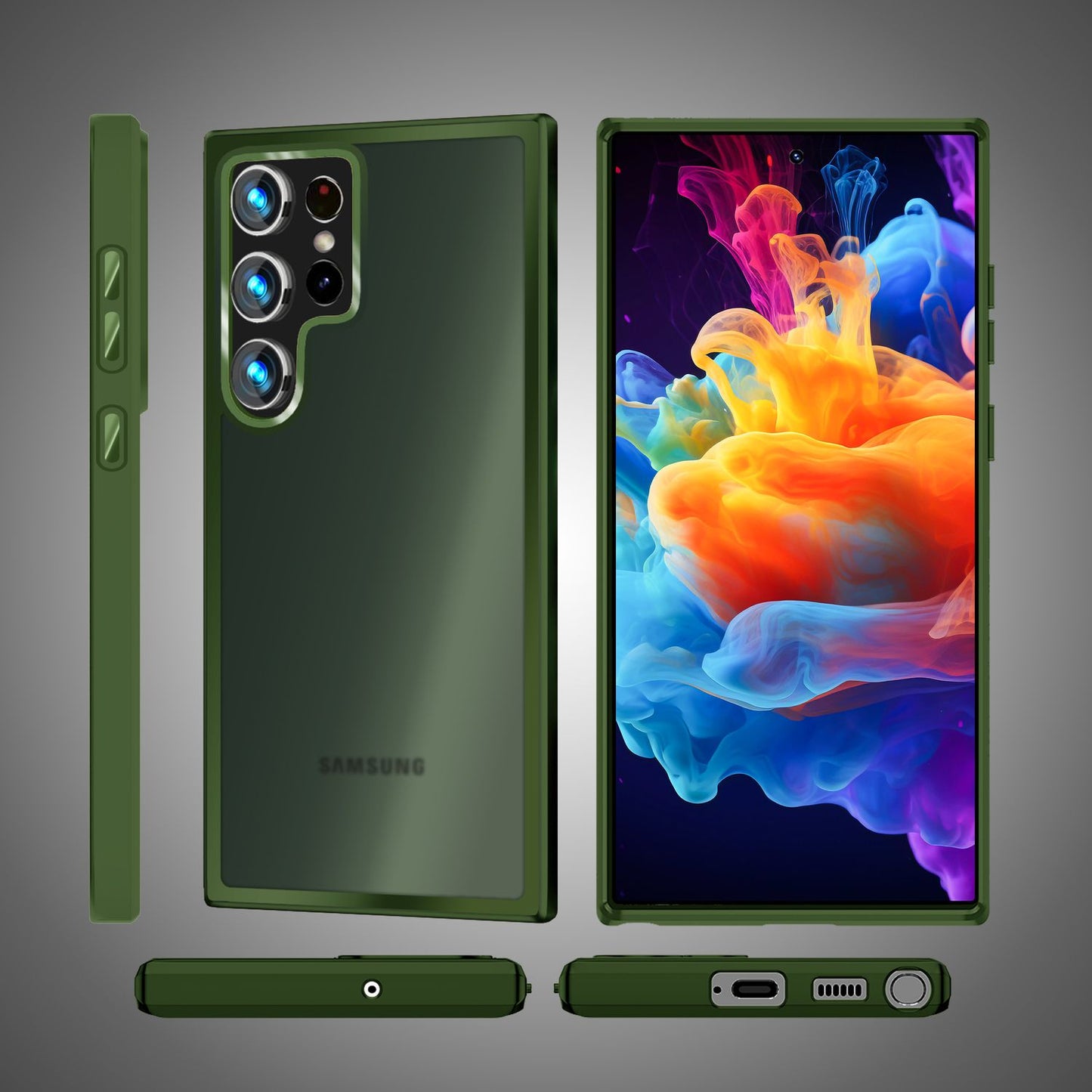 NALIA Matt Hybrid hlífðarhulstur fyrir Samsung Galaxy S24 Ultra, hálfgagnsætt hart bak og rammi sem verndar gegn falli