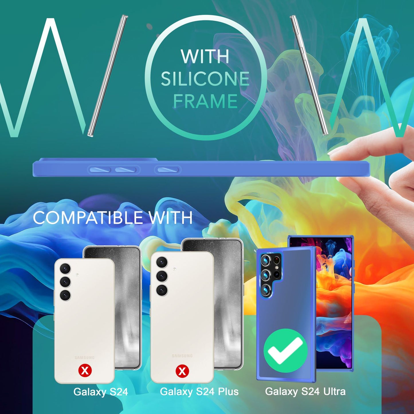 NALIA Matt Hybrid hlífðarhulstur fyrir Samsung Galaxy S24 Ultra, hálfgagnsætt hart bak og rammi sem verndar gegn falli