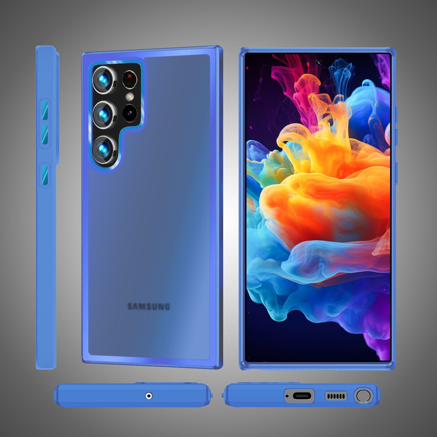 NALIA Matt Hybrid hlífðarhulstur fyrir Samsung Galaxy S24 Ultra, hálfgagnsætt hart bak og rammi sem verndar gegn falli