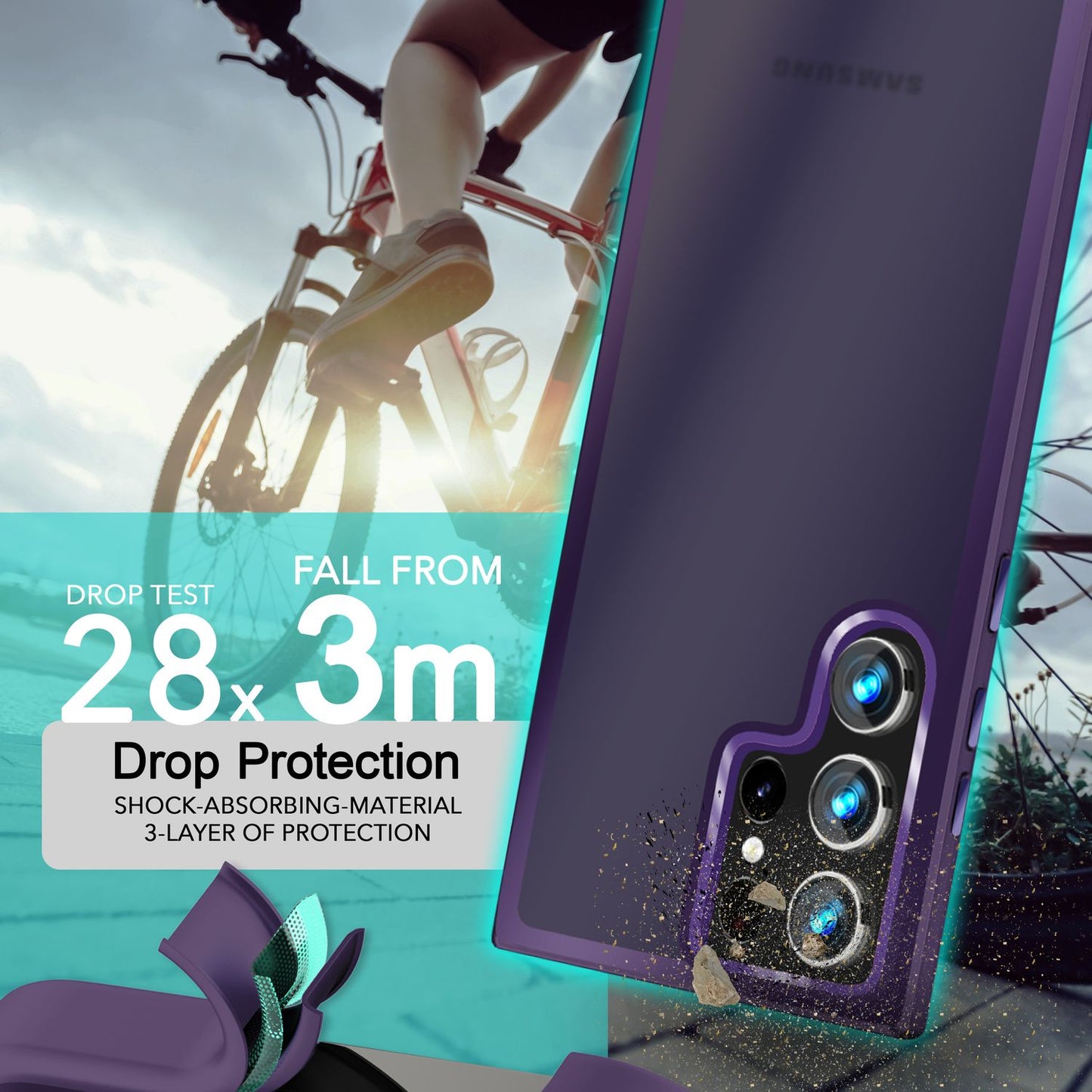 NALIA Matt Hybrid hlífðarhulstur fyrir Samsung Galaxy S24 Ultra, hálfgagnsætt hart bak og rammi sem verndar gegn falli