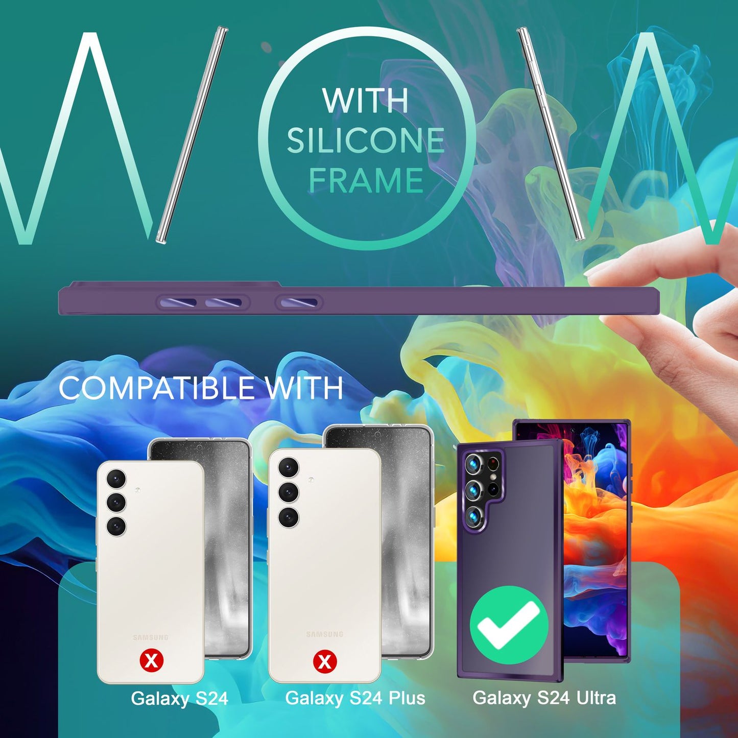 NALIA Matt Hybrid hlífðarhulstur fyrir Samsung Galaxy S24 Ultra, hálfgagnsætt hart bak og rammi sem verndar gegn falli