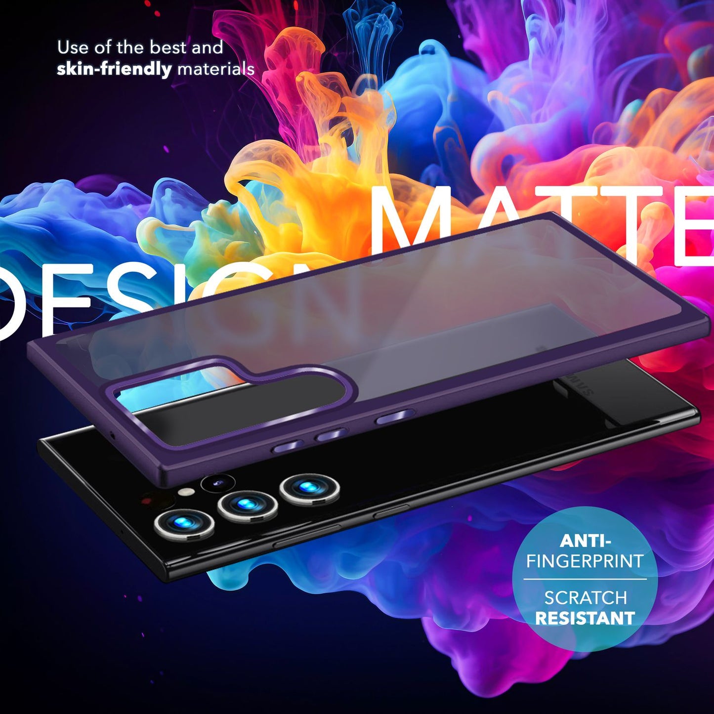 NALIA Matt Hybrid hlífðarhulstur fyrir Samsung Galaxy S24 Ultra, hálfgagnsætt hart bak og rammi sem verndar gegn falli