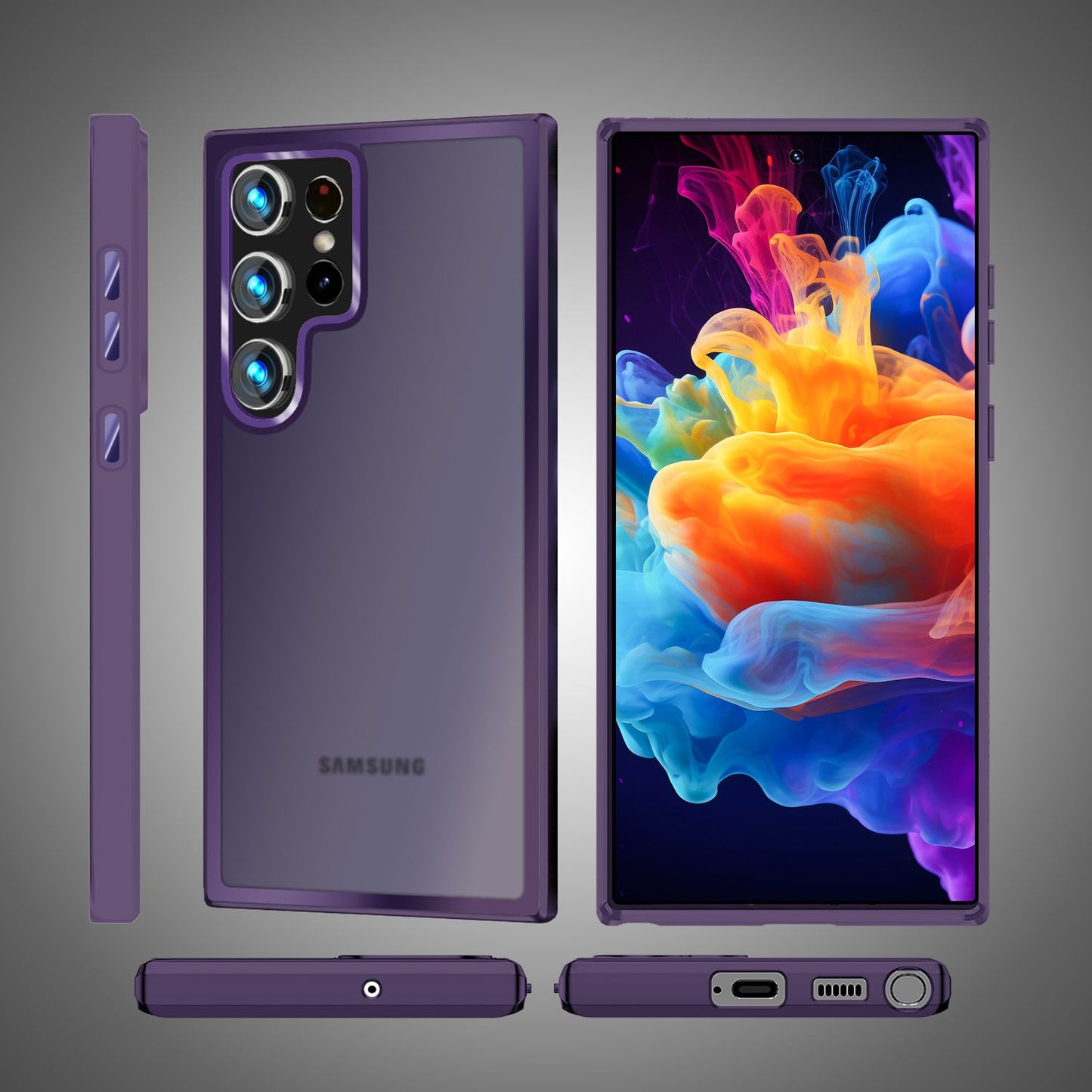 NALIA Matt Hybrid hlífðarhulstur fyrir Samsung Galaxy S24 Ultra, hálfgagnsætt hart bak og rammi sem verndar gegn falli