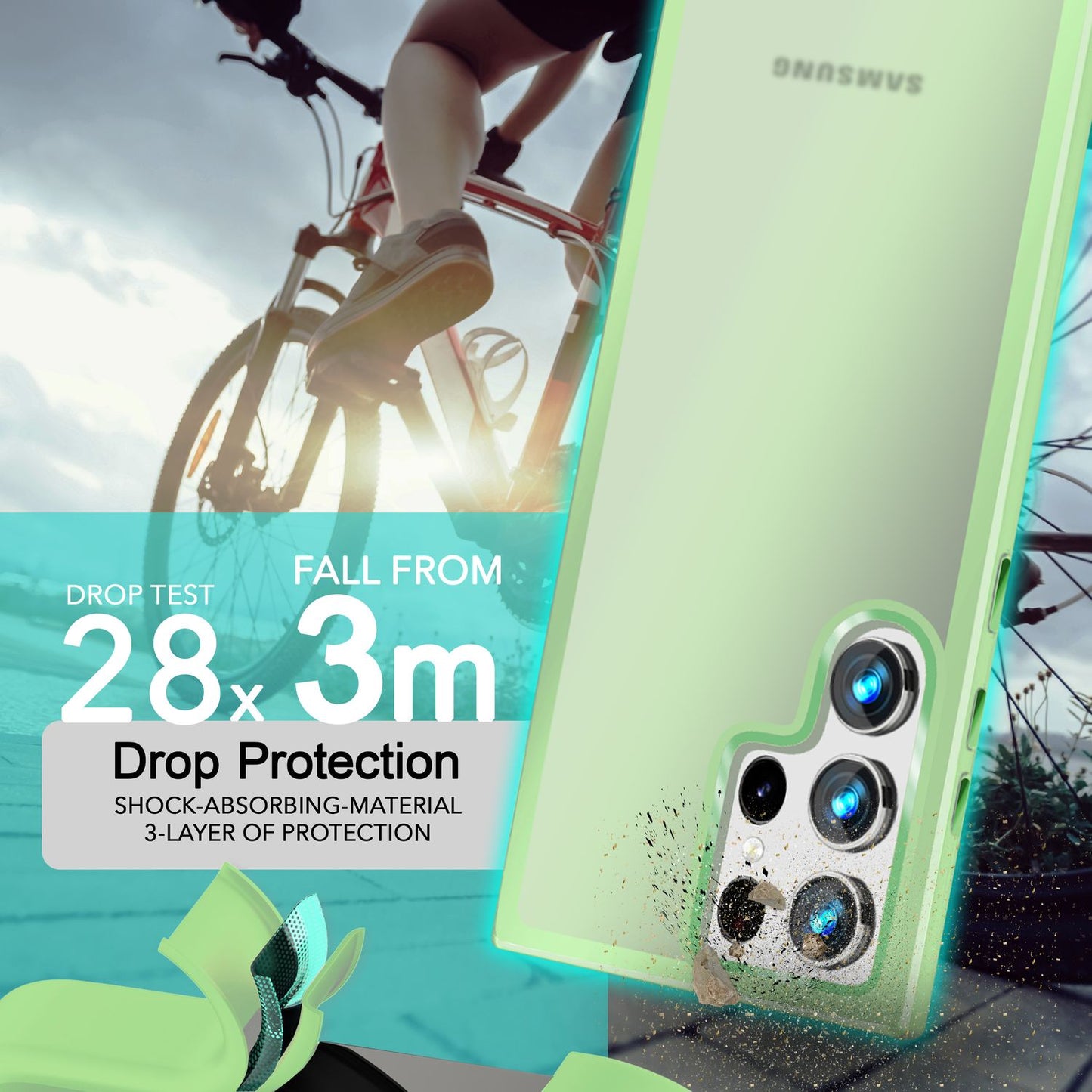 NALIA Matt Hybrid hlífðarhulstur fyrir Samsung Galaxy S24 Ultra, hálfgagnsætt hart bak og rammi sem verndar gegn falli