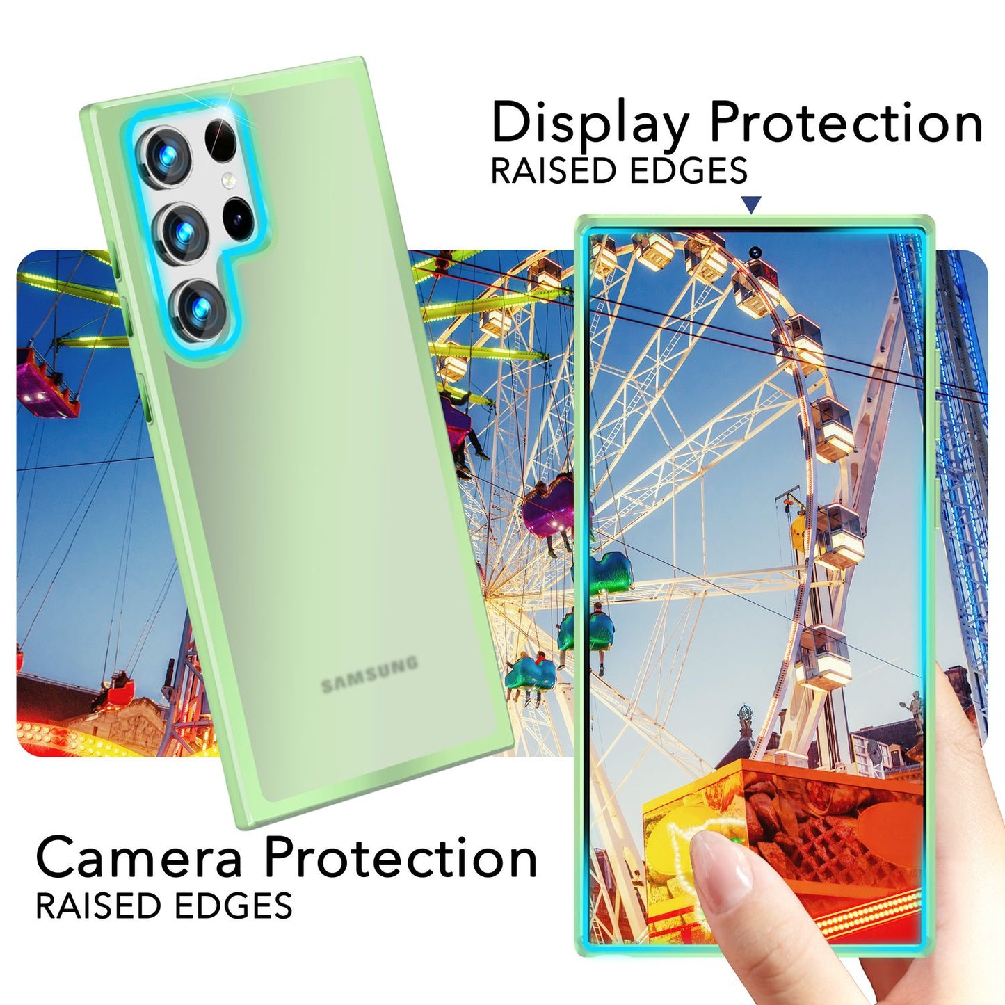 NALIA Matt Hybrid hlífðarhulstur fyrir Samsung Galaxy S24 Ultra, hálfgagnsætt hart bak og rammi sem verndar gegn falli