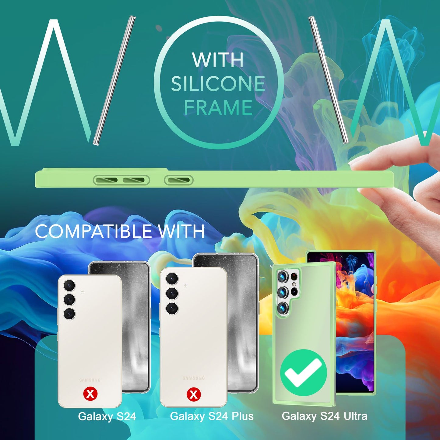 NALIA Matt Hybrid hlífðarhulstur fyrir Samsung Galaxy S24 Ultra, hálfgagnsætt hart bak og rammi sem verndar gegn falli