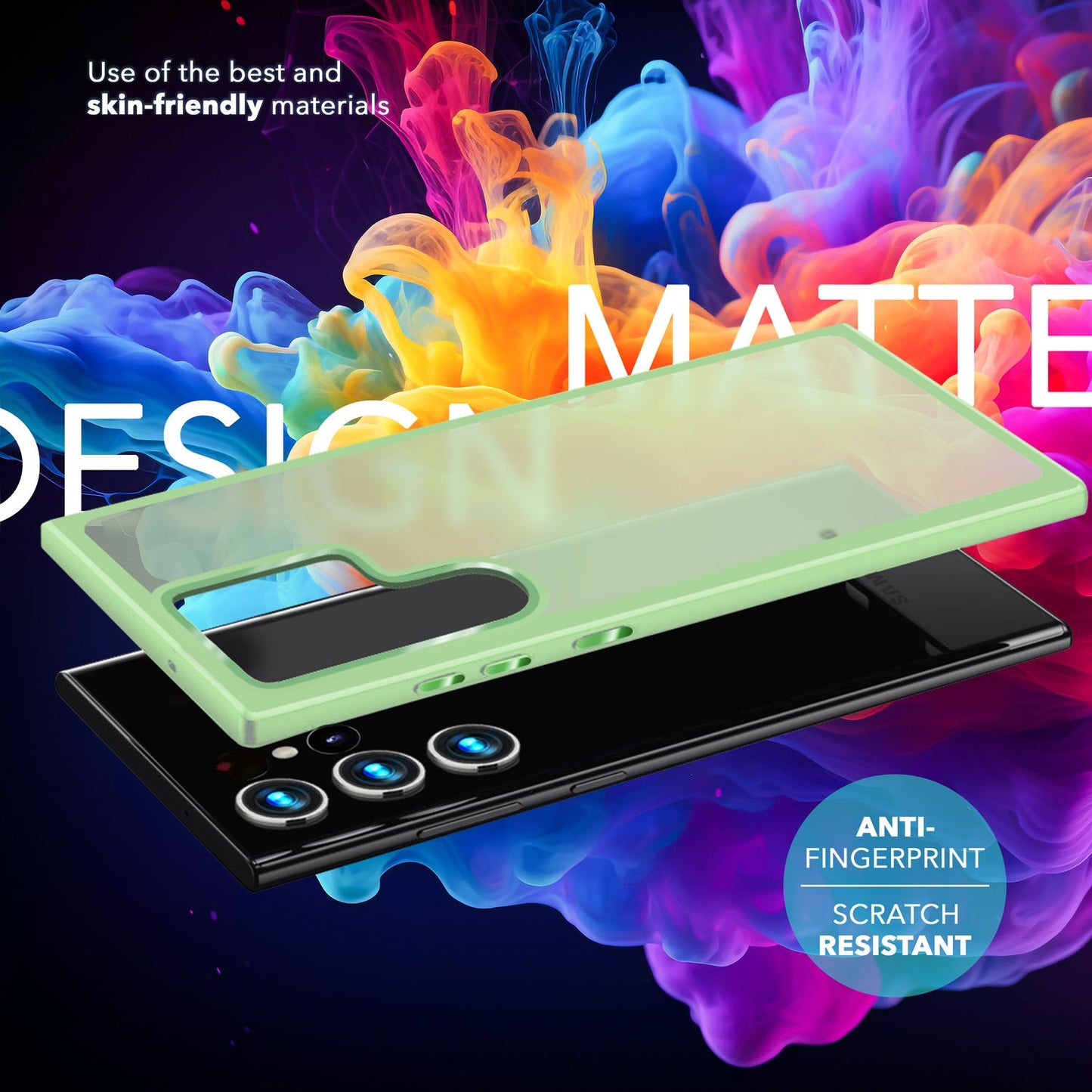 NALIA Matt Hybrid hlífðarhulstur fyrir Samsung Galaxy S24 Ultra, hálfgagnsætt hart bak og rammi sem verndar gegn falli