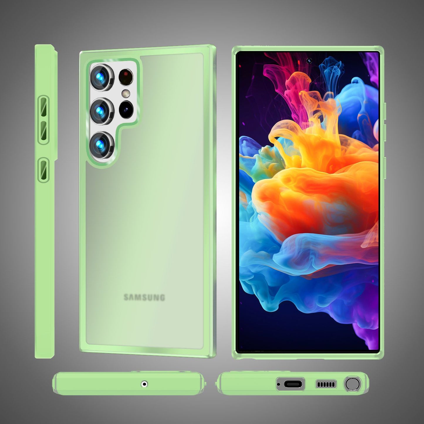 NALIA Matt Hybrid hlífðarhulstur fyrir Samsung Galaxy S24 Ultra, hálfgagnsætt hart bak og rammi sem verndar gegn falli