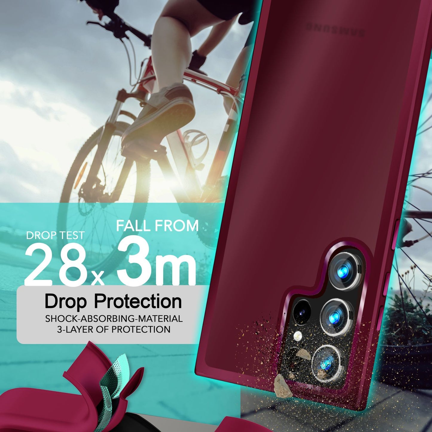 NALIA Matt Hybrid hlífðarhulstur fyrir Samsung Galaxy S24 Ultra, hálfgagnsætt hart bak og rammi sem verndar gegn falli