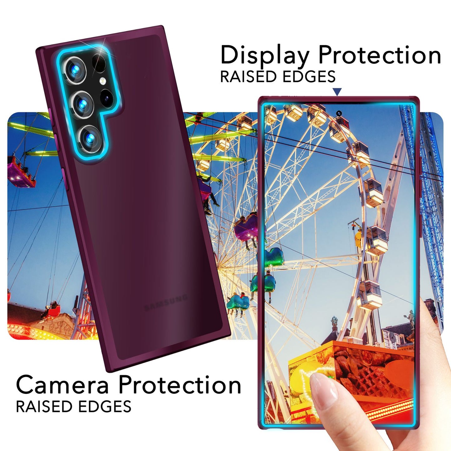 NALIA Matt Hybrid hlífðarhulstur fyrir Samsung Galaxy S24 Ultra, hálfgagnsætt hart bak og rammi sem verndar gegn falli