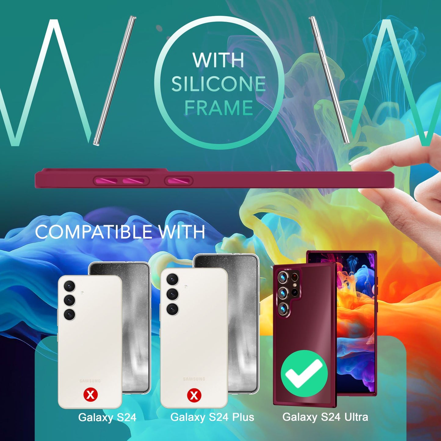 NALIA Matt Hybrid hlífðarhulstur fyrir Samsung Galaxy S24 Ultra, hálfgagnsætt hart bak og rammi sem verndar gegn falli