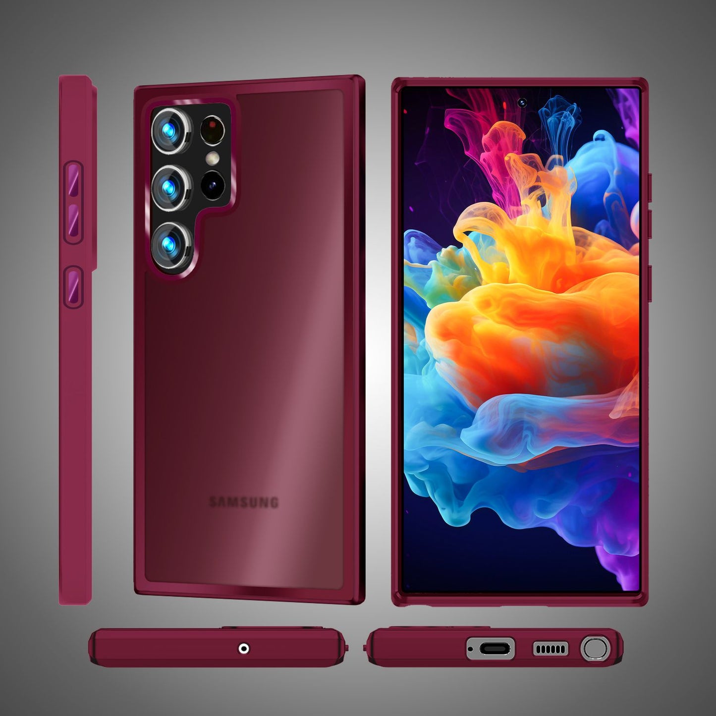 NALIA Matt Hybrid hlífðarhulstur fyrir Samsung Galaxy S24 Ultra, hálfgagnsætt hart bak og rammi sem verndar gegn falli