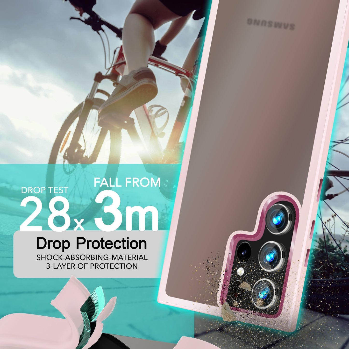 NALIA Matt Hybrid hlífðarhulstur fyrir Samsung Galaxy S24 Ultra, hálfgagnsætt hart bak og rammi sem verndar gegn falli