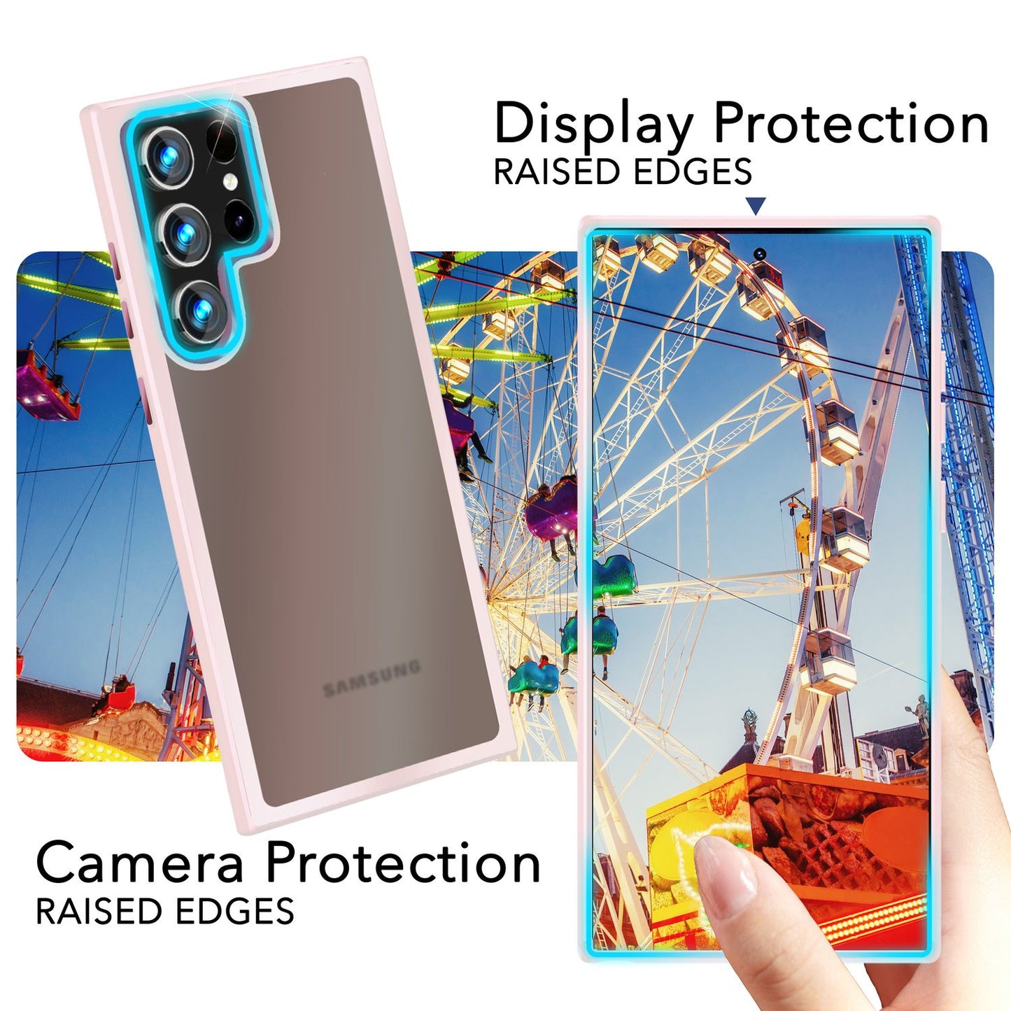 NALIA Matt Hybrid hlífðarhulstur fyrir Samsung Galaxy S24 Ultra, hálfgagnsætt hart bak og rammi sem verndar gegn falli