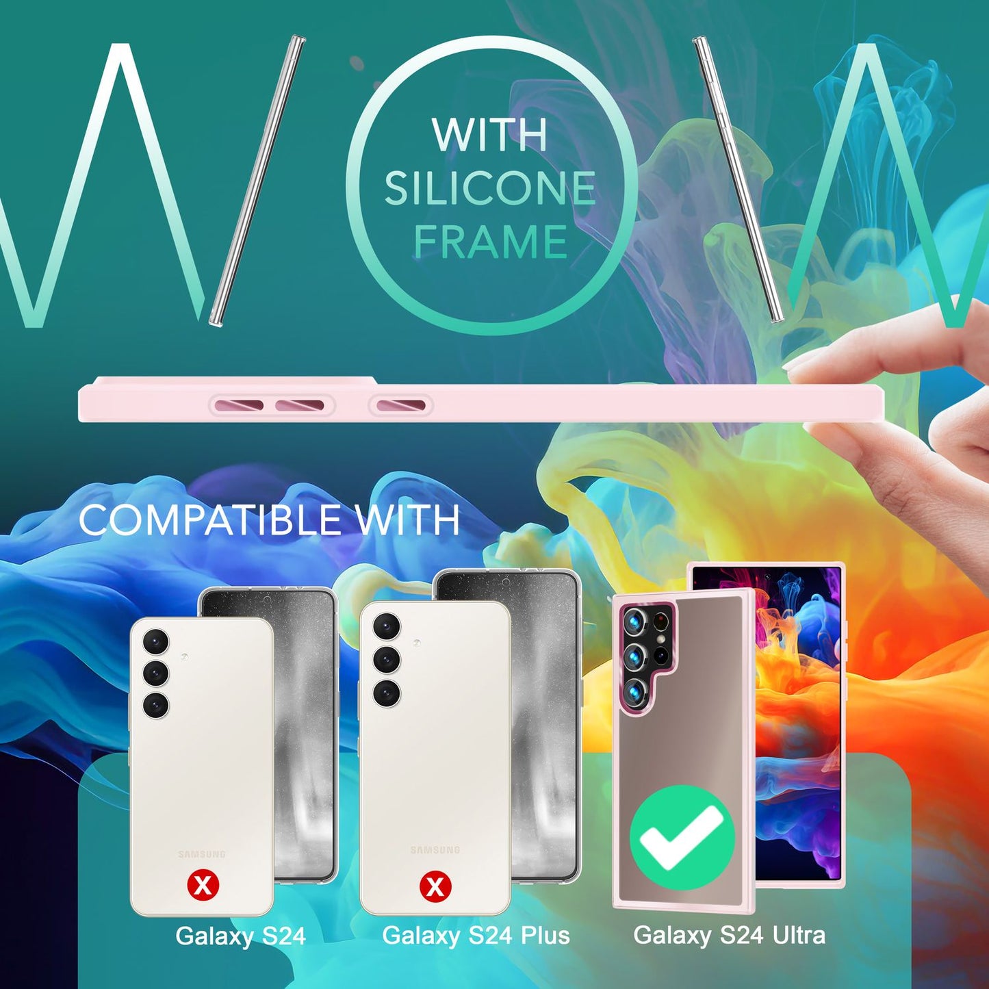 NALIA Matt Hybrid hlífðarhulstur fyrir Samsung Galaxy S24 Ultra, hálfgagnsætt hart bak og rammi sem verndar gegn falli