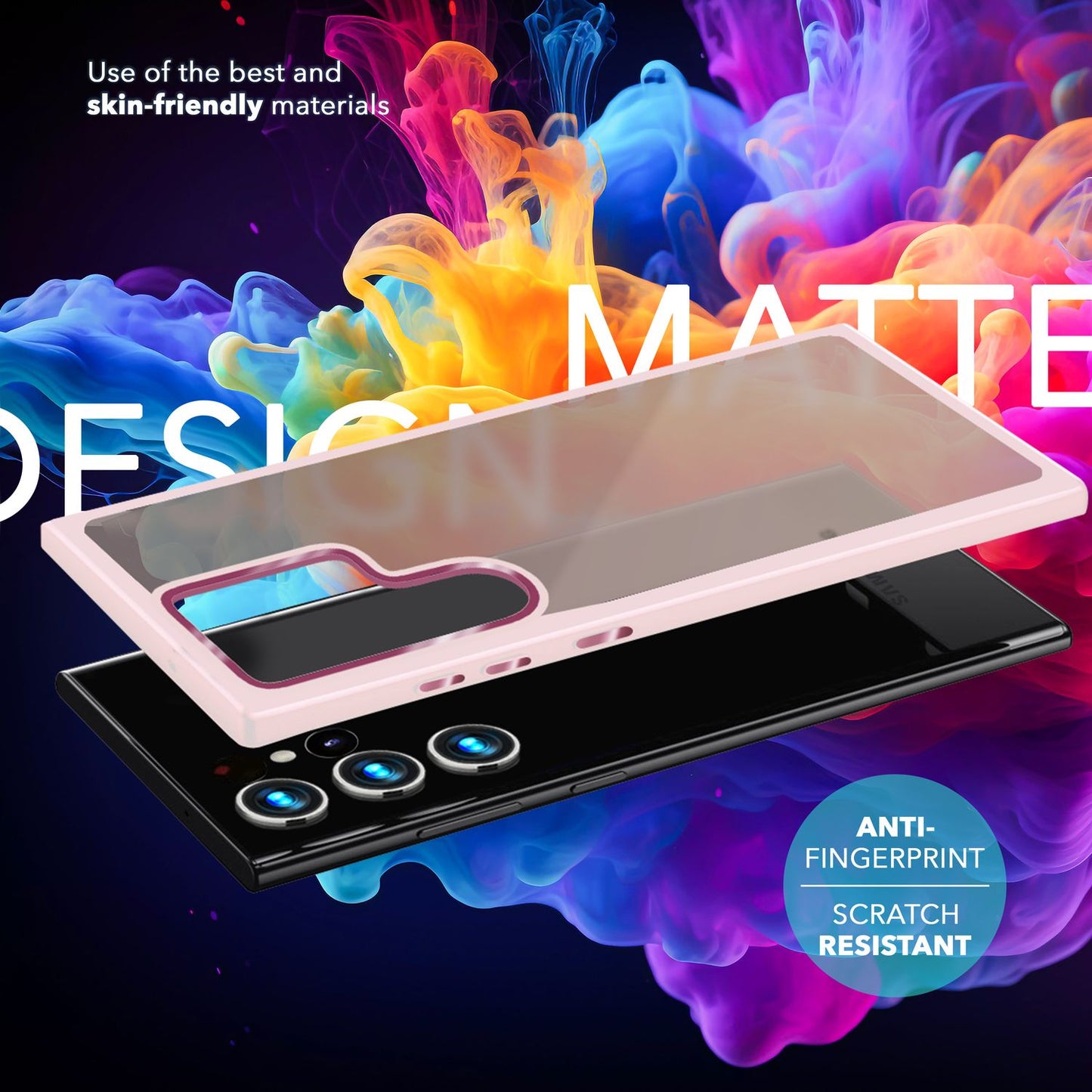 NALIA Matt Hybrid hlífðarhulstur fyrir Samsung Galaxy S24 Ultra, hálfgagnsætt hart bak og rammi sem verndar gegn falli