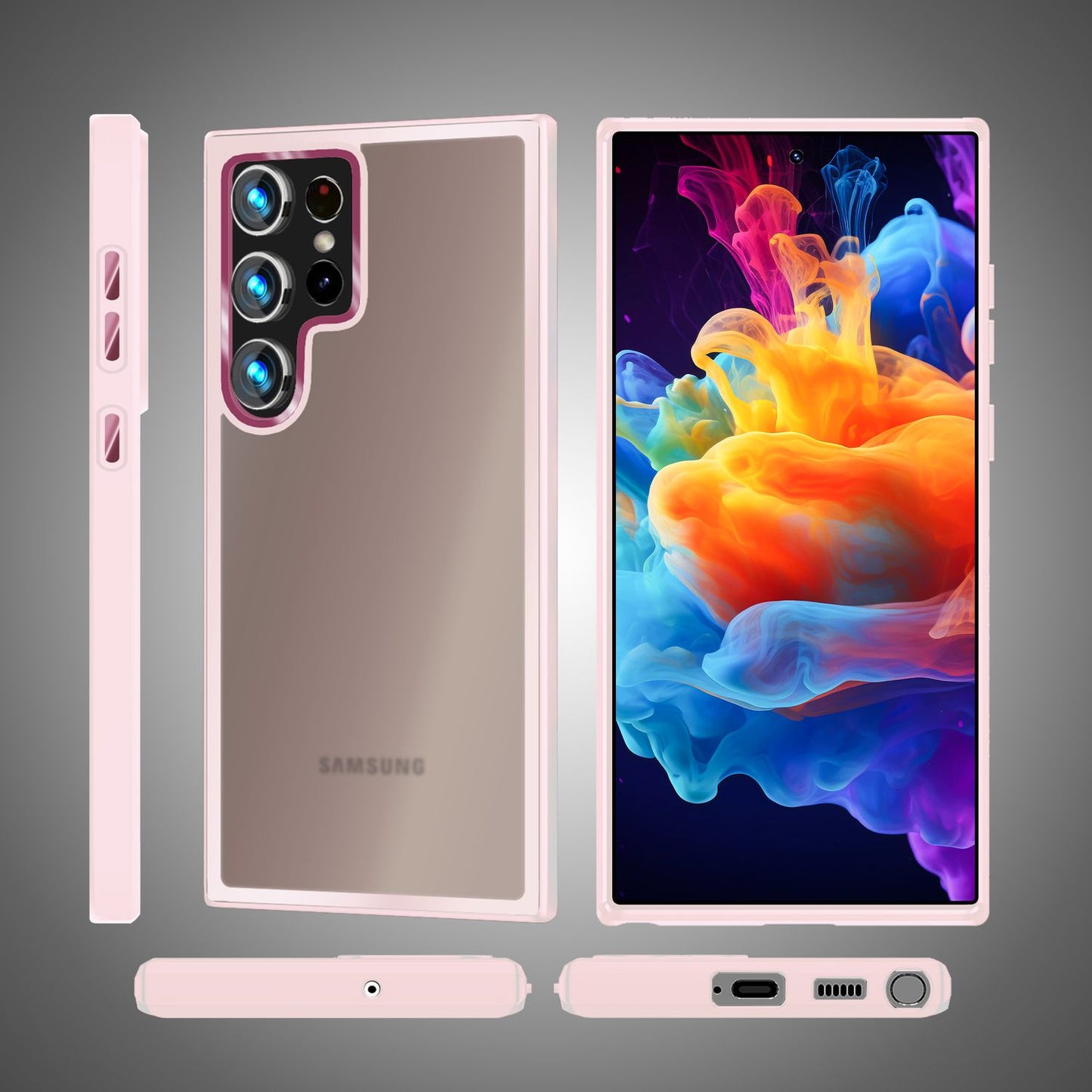 NALIA Matt Hybrid hlífðarhulstur fyrir Samsung Galaxy S24 Ultra, hálfgagnsætt hart bak og rammi sem verndar gegn falli