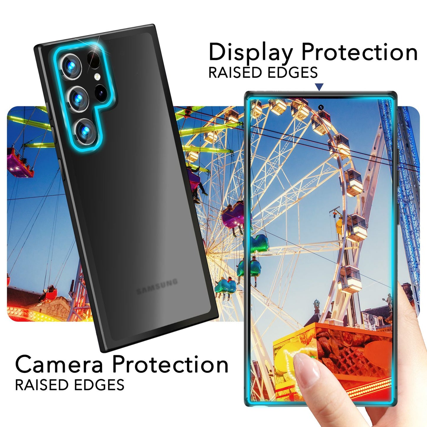 NALIA Matt Hybrid hlífðarhulstur fyrir Samsung Galaxy S24 Ultra, hálfgagnsætt hart bak og rammi sem verndar gegn falli