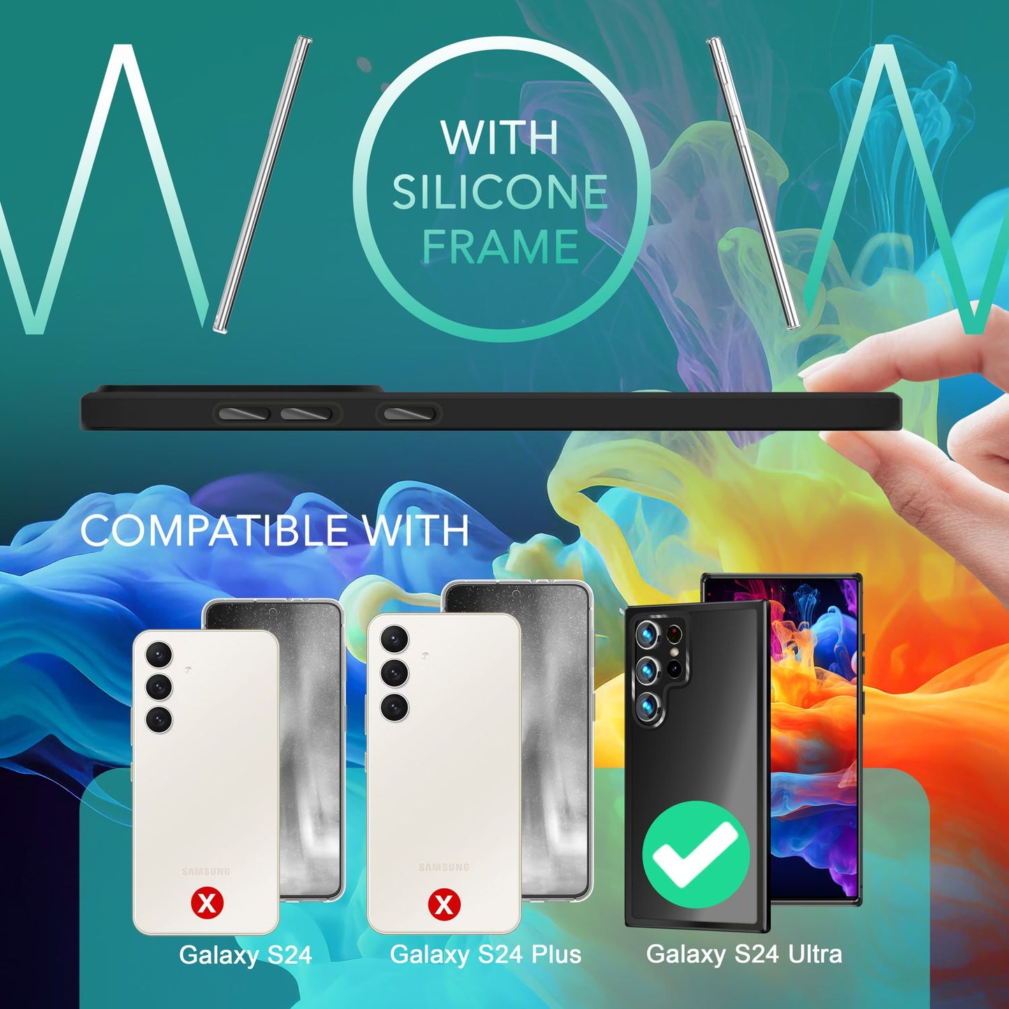 NALIA Matt Hybrid hlífðarhulstur fyrir Samsung Galaxy S24 Ultra, hálfgagnsætt hart bak og rammi sem verndar gegn falli