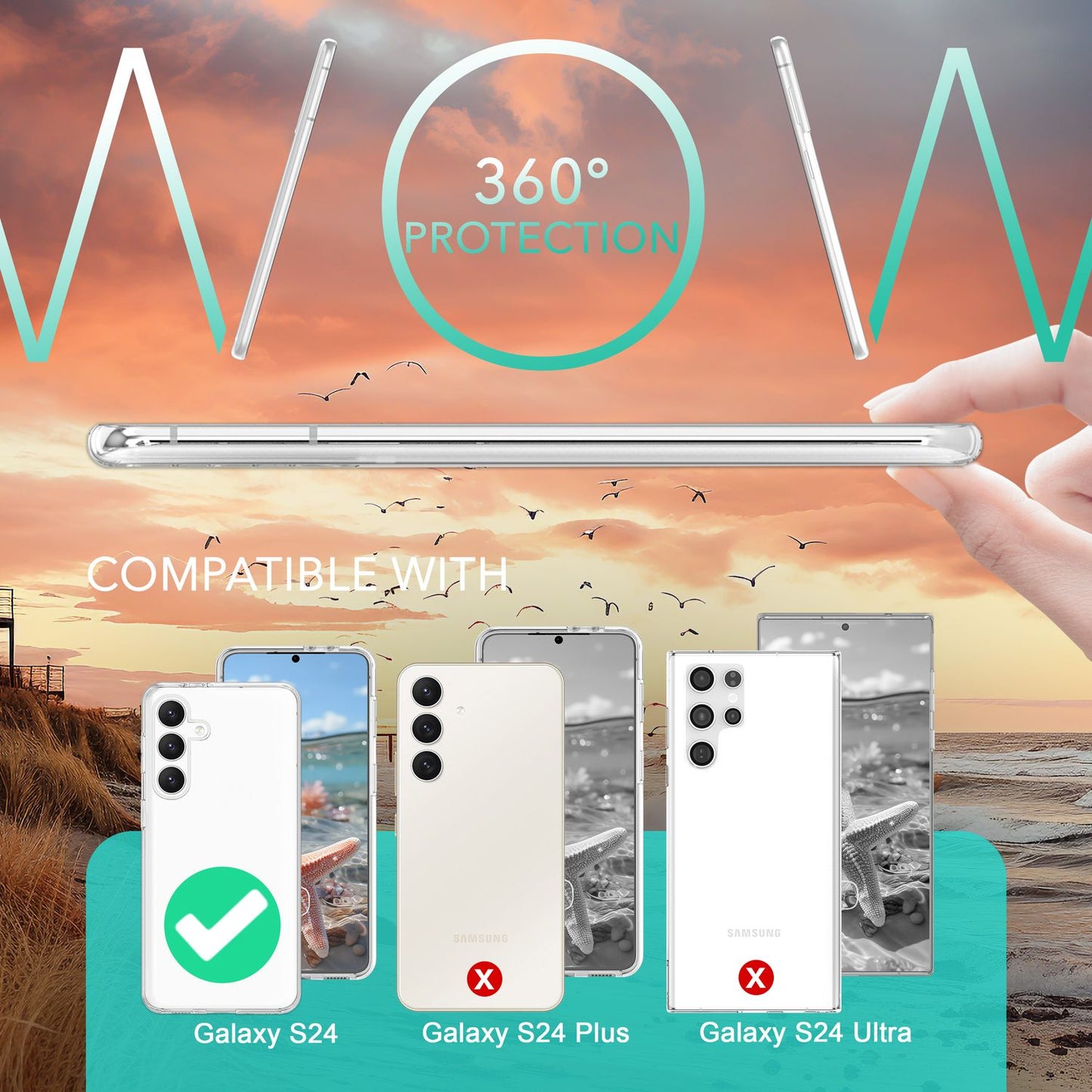 NALIA Klare 360-Grad Schutzhülle für Samsung Galaxy S24 Hülle, Transparenter Rundum-Schutz, Durchsichtig & Anti-Gelb