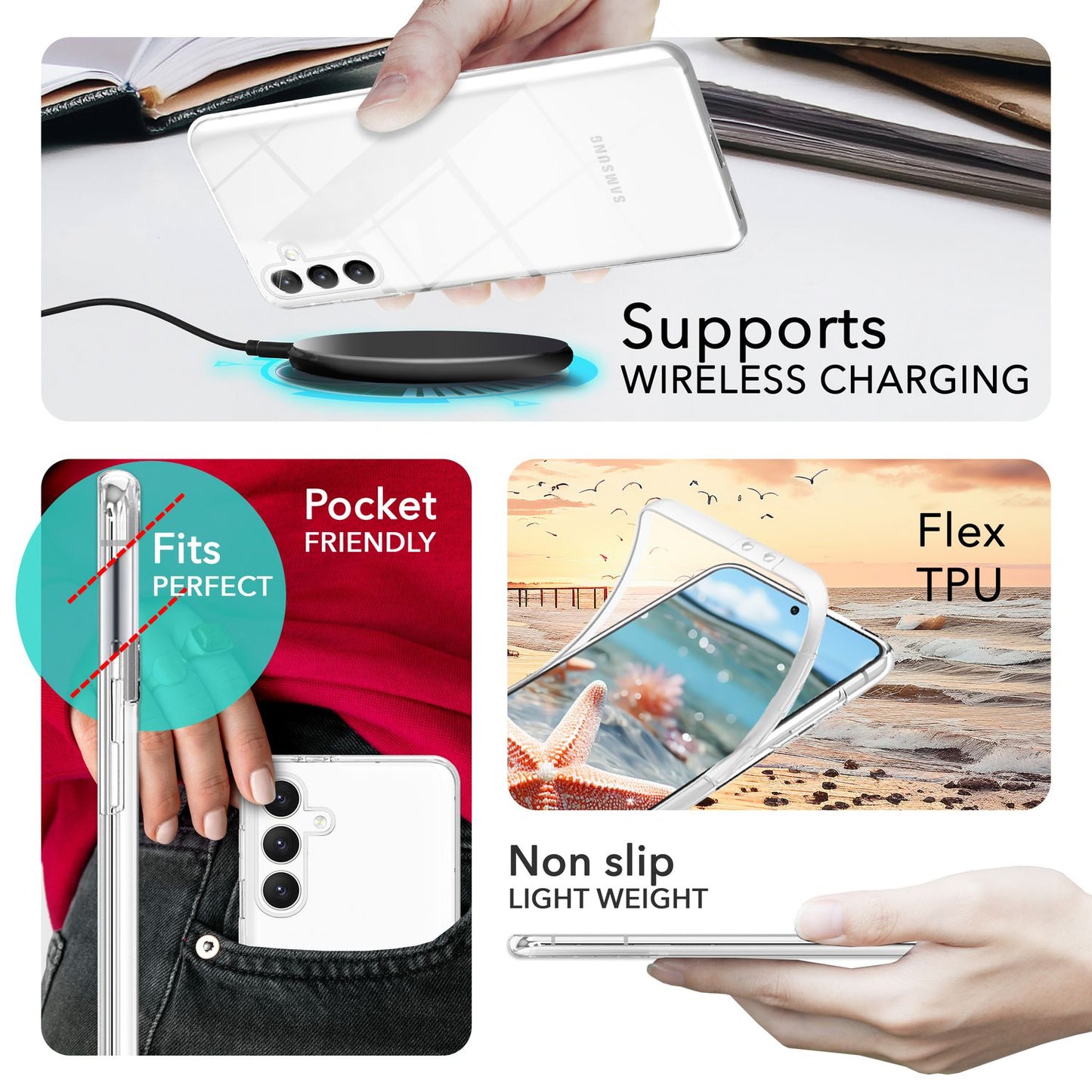 NALIA Klare 360-Grad Schutzhülle für Samsung Galaxy S24 Hülle, Transparenter Rundum-Schutz, Durchsichtig & Anti-Gelb