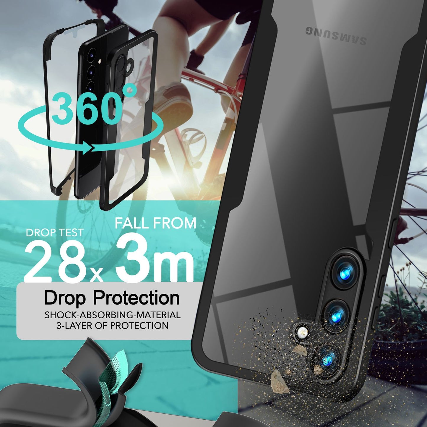 NALIA Clear 360-Degree Hybrid Cover for Samsung Galaxy S24 Plus Case, Scratch-Resistant Hard Back &amp; Impact Protection Frame