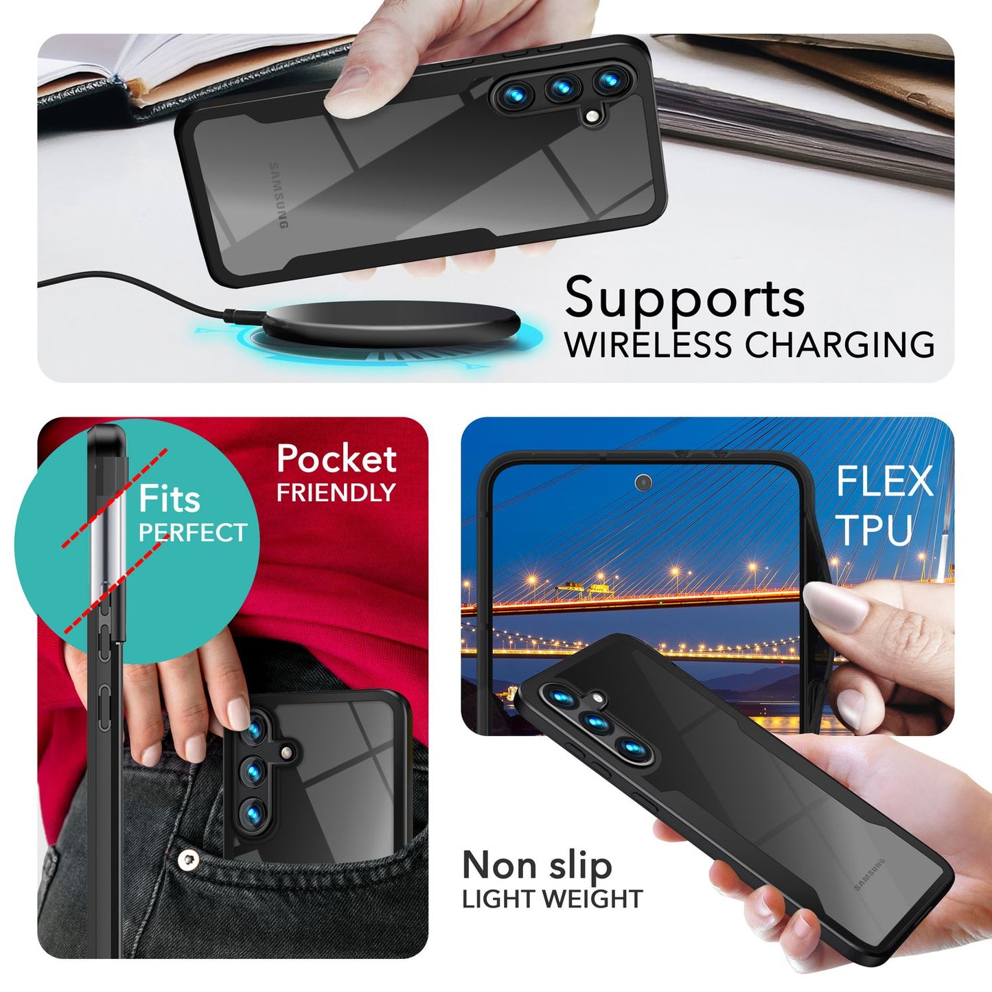 NALIA Clear 360-Degree Hybrid Cover for Samsung Galaxy S24 Plus Case, Scratch-Resistant Hard Back &amp; Impact Protection Frame