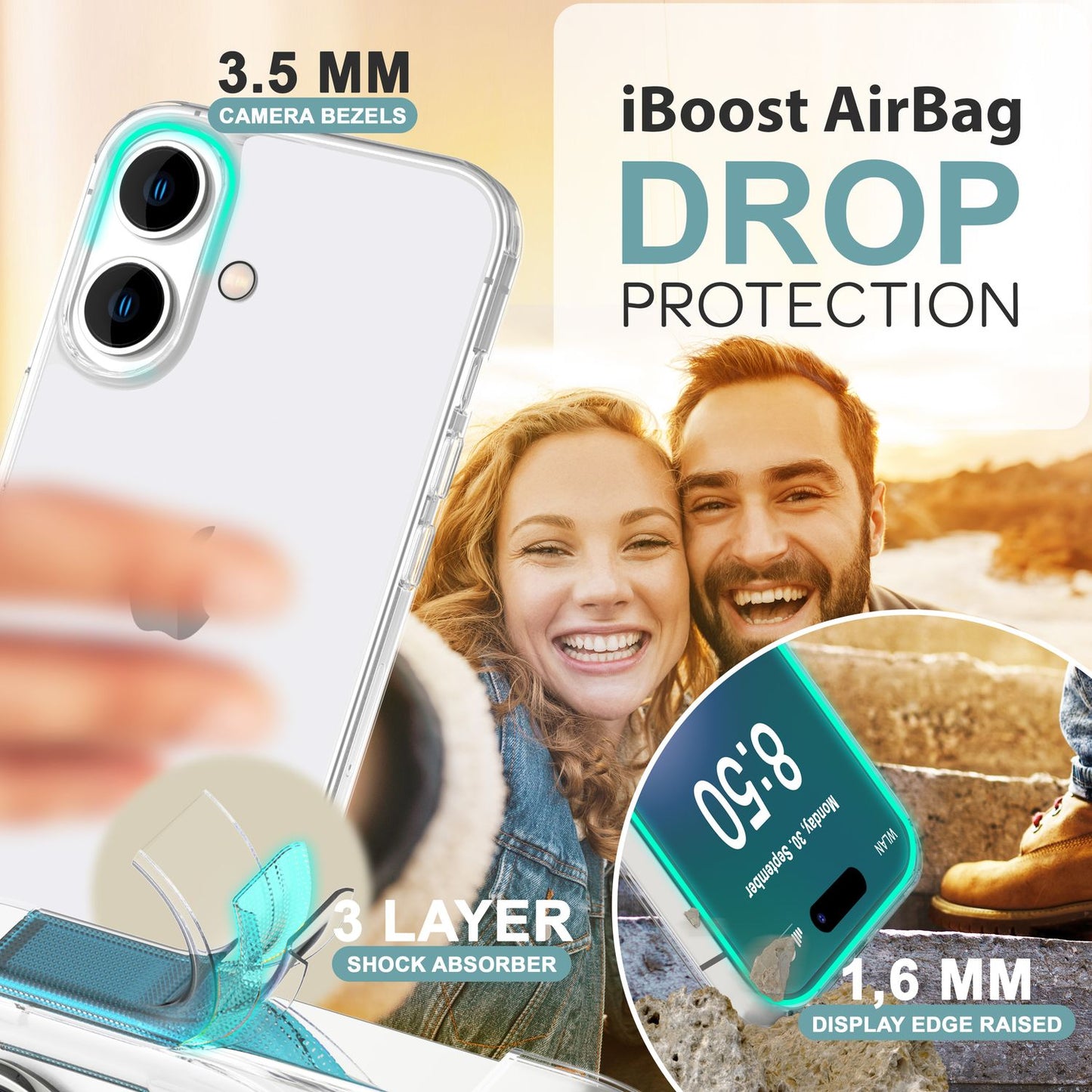 NALIA Transparent Silicone Case for iPhone 16 Plus, Clear Protective Case, Anti-Yellowing Silicone Phone Case, Clear Case