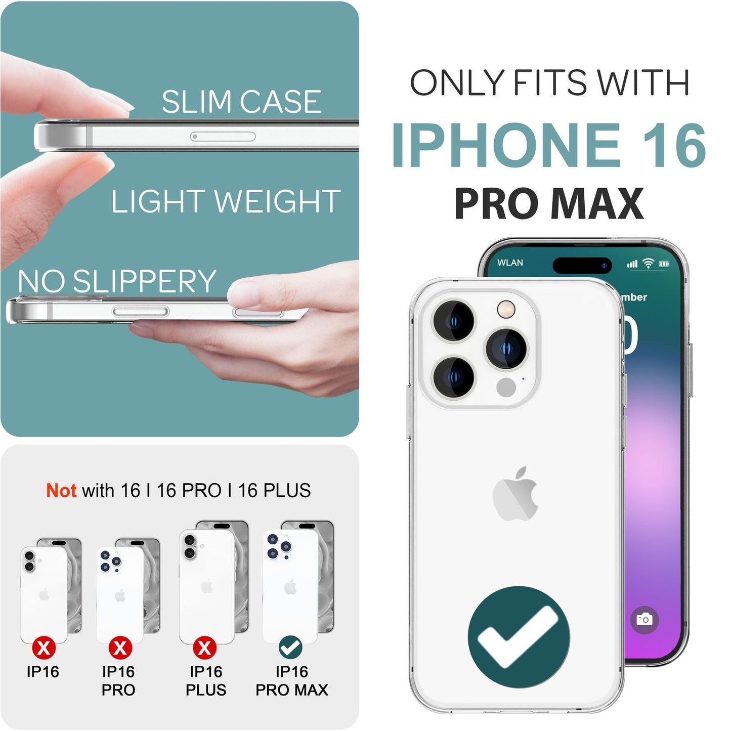 NALIA Transparent Silicone Case for iPhone 16 Pro Max, Clear Protective Case, Anti-Yellowing Phone Case, Clear Case