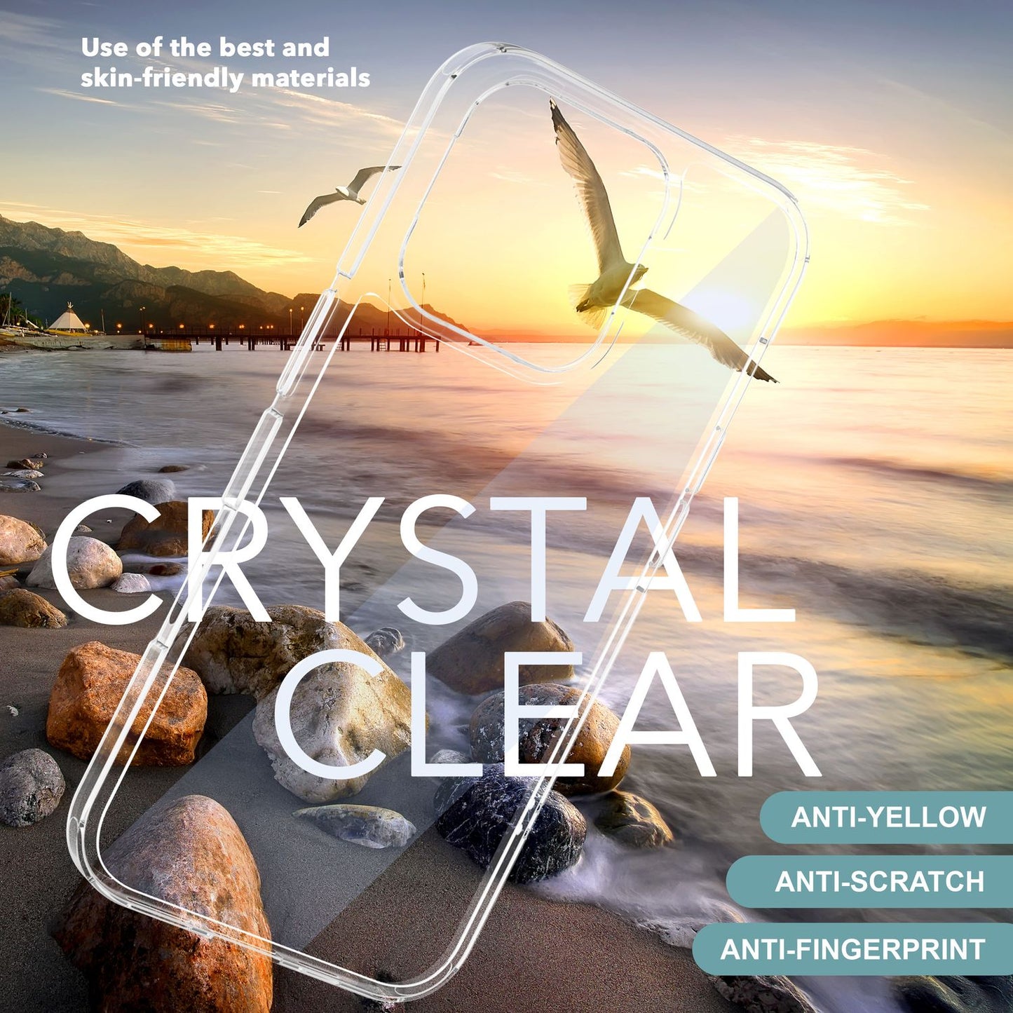 NALIA Clear Scratch-Resistant Acrylic Case for iPhone 16 Pro Max, Hard Protective Case with Silicone Frame, Transparent Phone Case