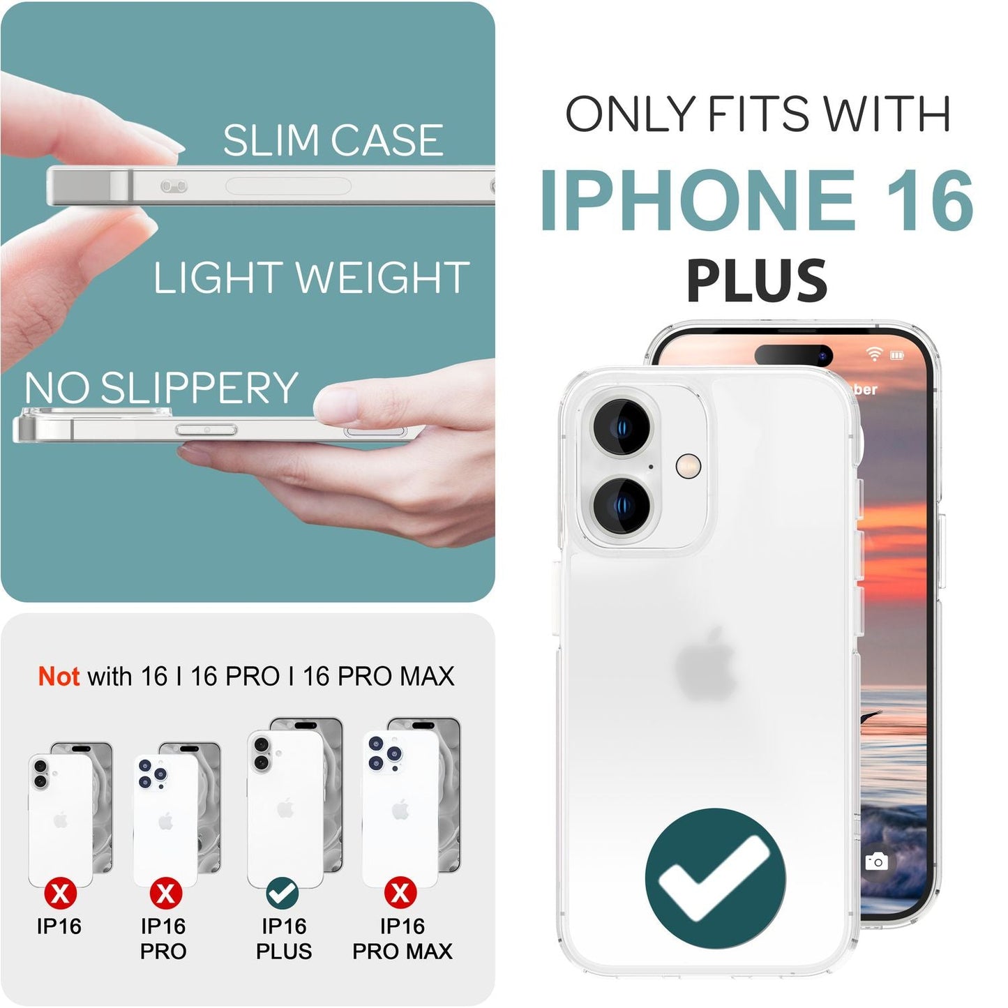 NALIA Matt akrýlhulstur fyrir iPhone 16 Plus, hálfgagnsætt hulstur gegn fingraförum, hálfgagnsætt símahulstur