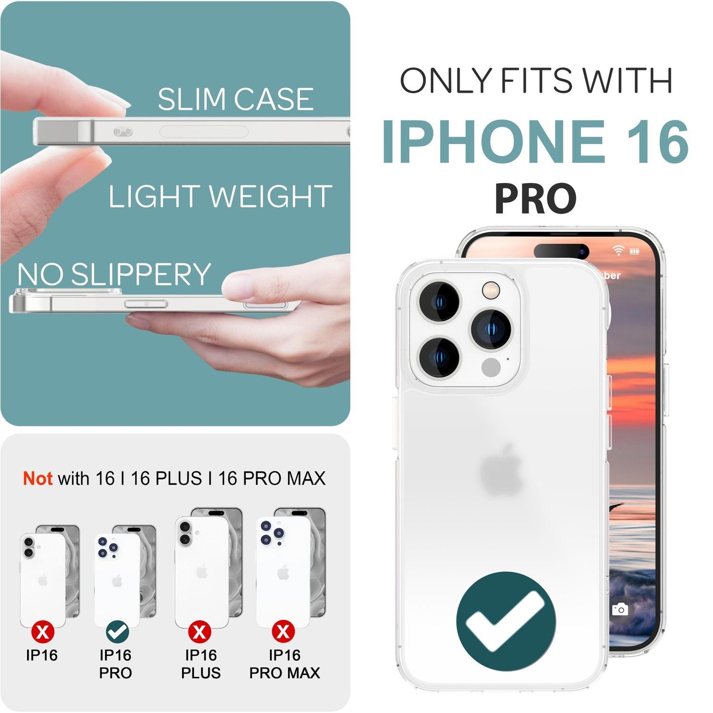 NALIA Matt akrýlhulstur fyrir iPhone 16 Pro, hálfgagnsætt hulstur gegn fingraförum, hálfgagnsætt símahulstur