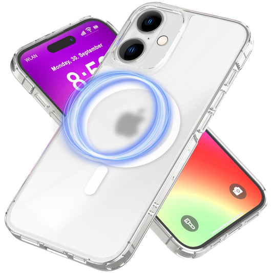NALIA Matt MagPower akrýlhulstur fyrir iPhone 16, með MagSafe hring, hálfgagnsætt símahulstur sem varnir gegn fingraförum