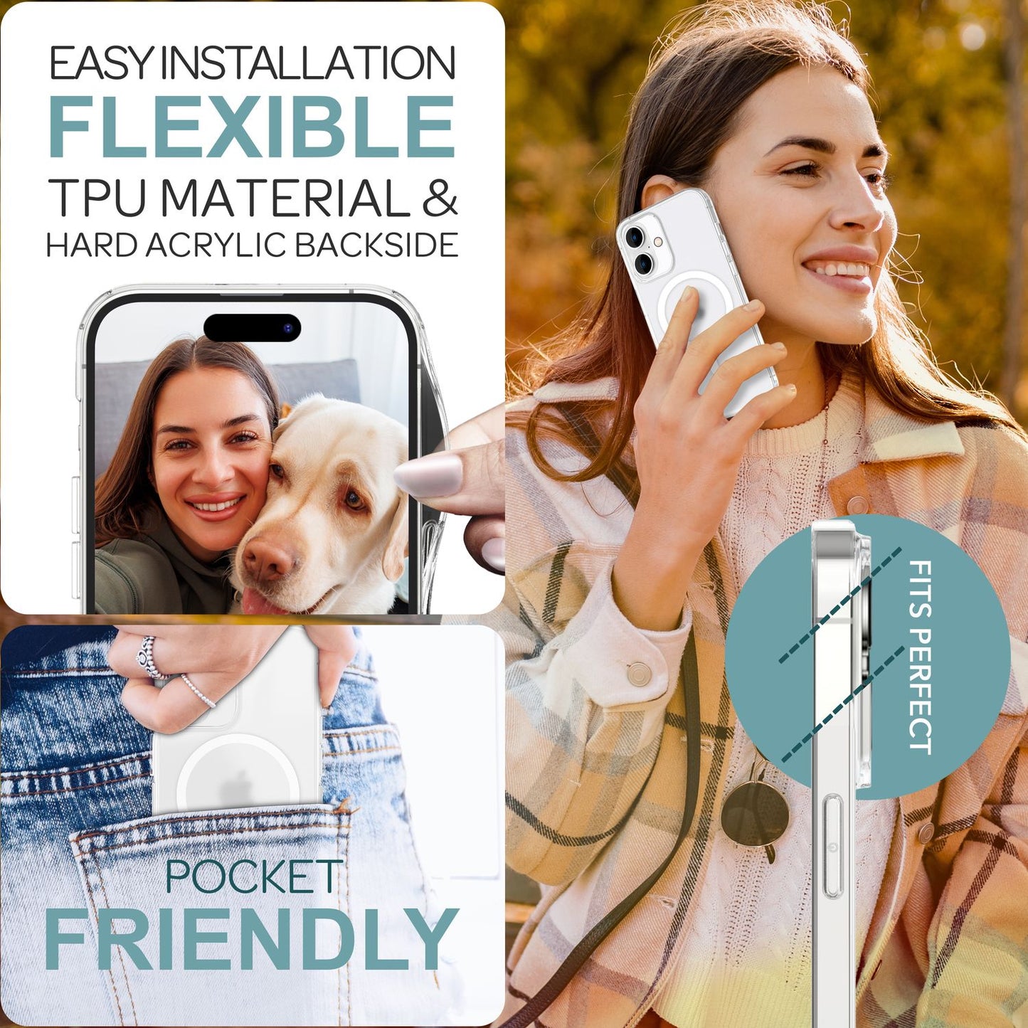 NALIA Matt MagPower akrýlhulstur fyrir iPhone 16, með MagSafe hring, hálfgagnsætt símahulstur sem varnir gegn fingraförum