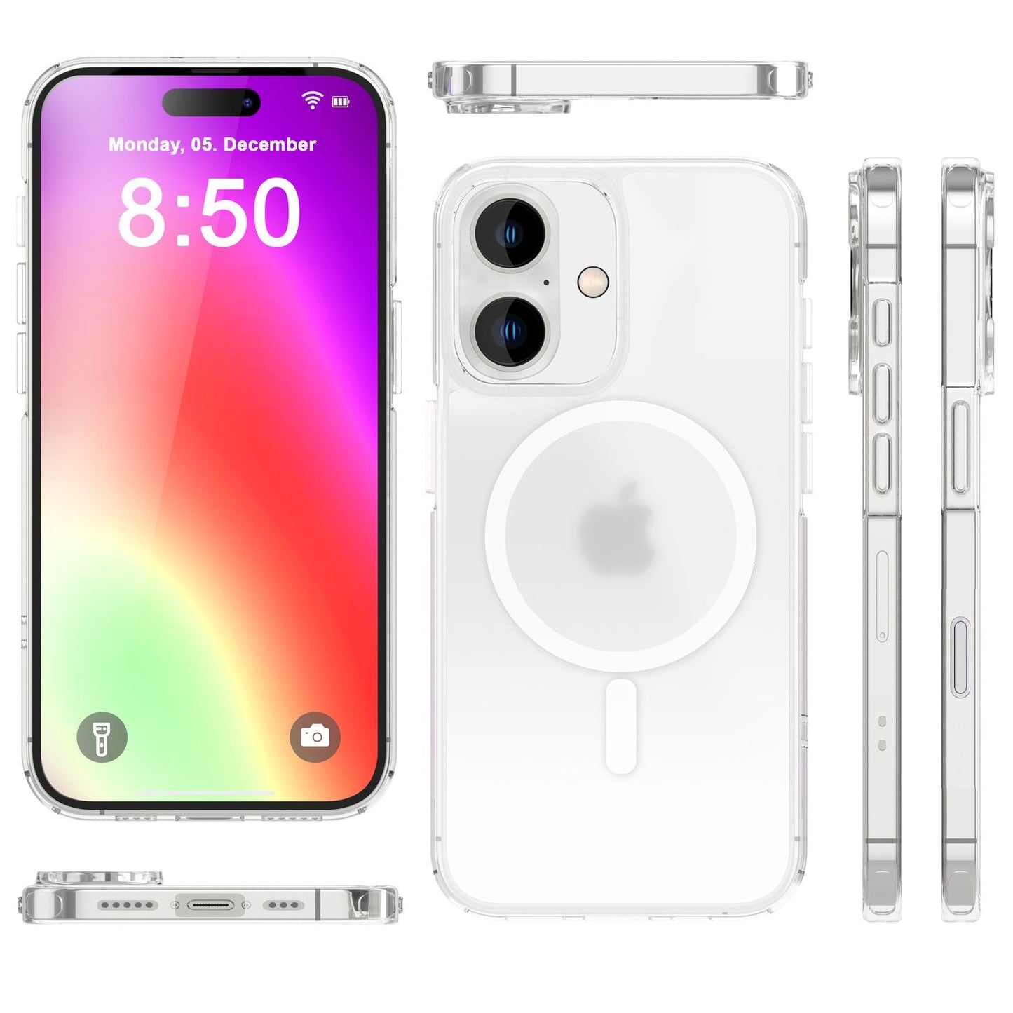 NALIA Matt MagPower akrýlhulstur fyrir iPhone 16, með MagSafe hring, hálfgagnsætt símahulstur sem varnir gegn fingraförum