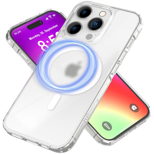 NALIA Matt MagPower akrýlhulstur fyrir iPhone 16 Pro, með MagSafe hring, hálfgagnsætt símahulstur sem varnir gegn fingraförum