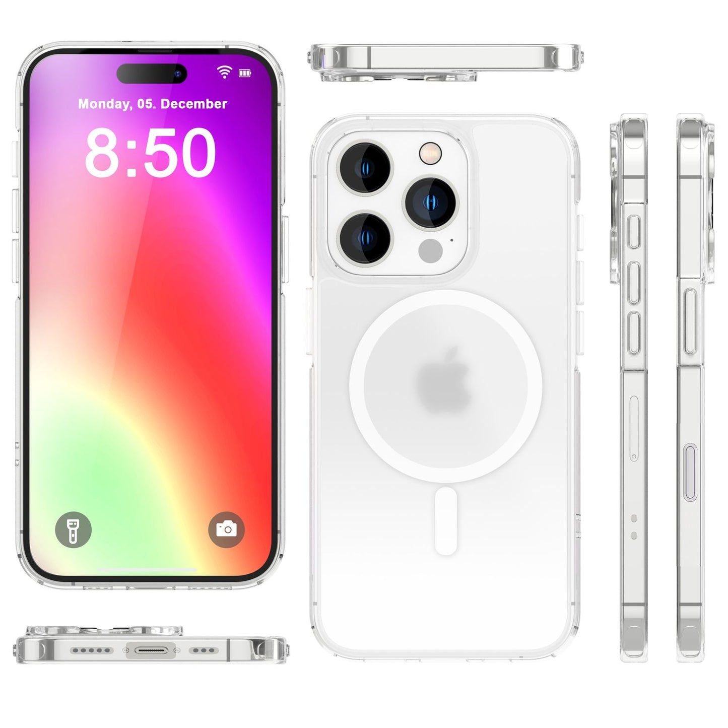 NALIA Matt MagPower akrýlhulstur fyrir iPhone 16 Pro, með MagSafe hring, hálfgagnsætt símahulstur sem varnir gegn fingraförum