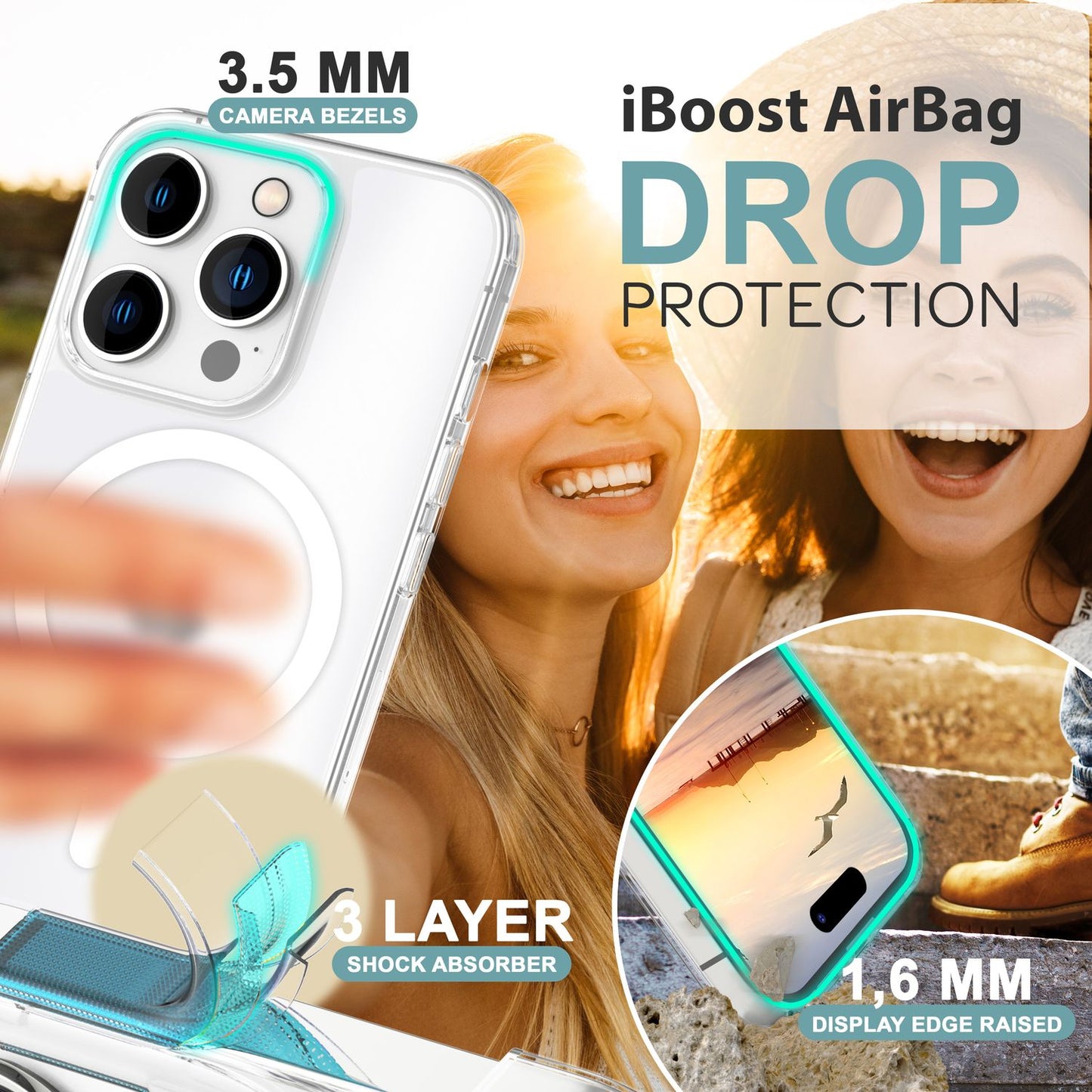 NALIA Matt MagPower akrýlhulstur fyrir iPhone 16 Pro Max, með MagSafe hring, hálfgagnsætt símahulstur sem varnir gegn fingraförum