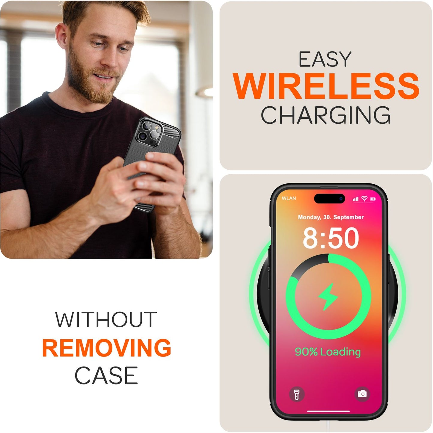 NALIA Carbon Style Case for iPhone 16 Pro Max, Matte Black Silicone Phone Case with Carbon Fiber Look, Business Cover