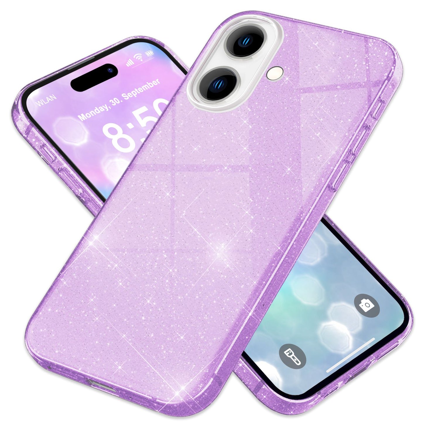 NALIA Glitter Hybrid Case for iPhone 16 Plus, Reinforced Silicone Phone Case, Shiny Protective Glitter Case