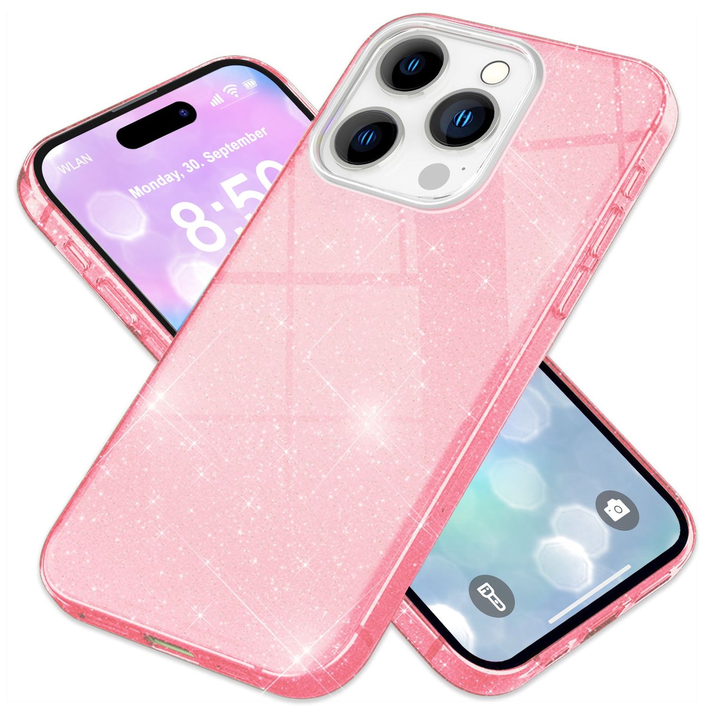 NALIA Glitter Hybrid Case for iPhone 16 Pro Max, Reinforced Silicone Phone Case, Shiny Glitter Case Cover