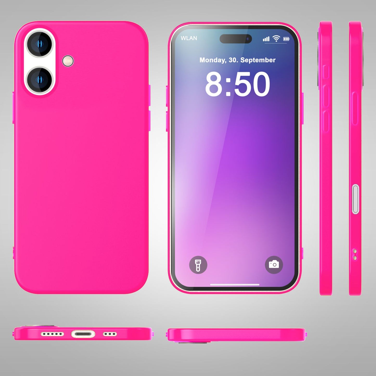 NALIA Bunte Neon Silikonhülle für iPhone 16, Hülle mit Intensiver Farbe, Rutschfeste Handyhülle, Soft Slim Cover