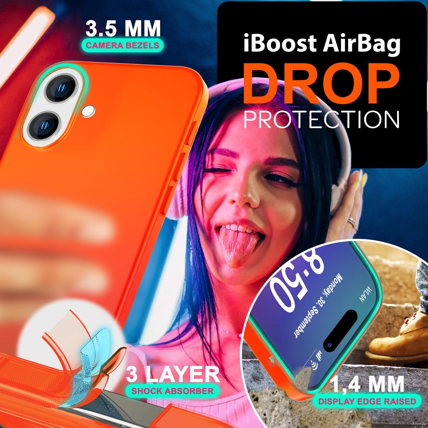 NALIA Bunte Neon Silikonhülle für iPhone 16 Plus, Hülle mit Intensiver Farbe, Rutschfeste Handyhülle, Soft Cover