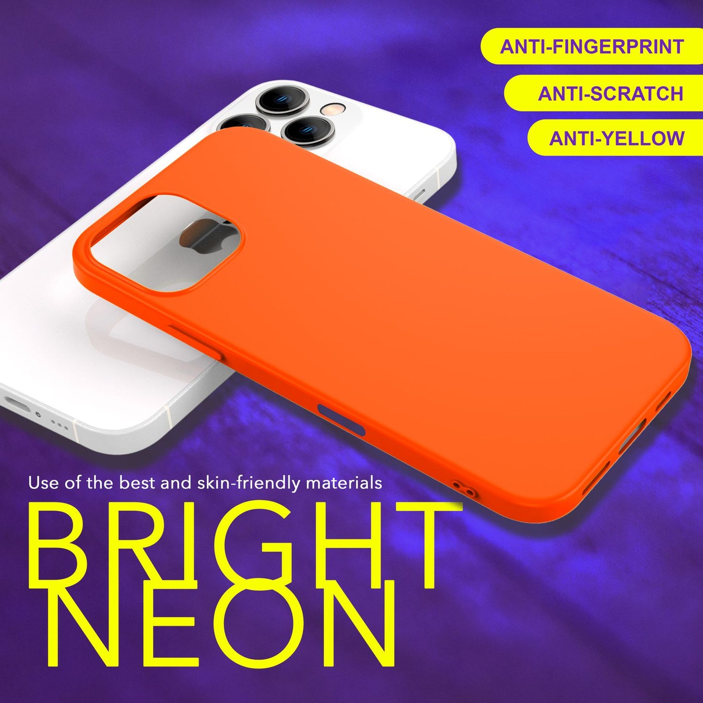 NALIA litríkt neon sílikonhulstur fyrir iPhone 16 Pro, sterkt litað hulstur, símahulstur sem rennur ekki, mjúkt hulstur