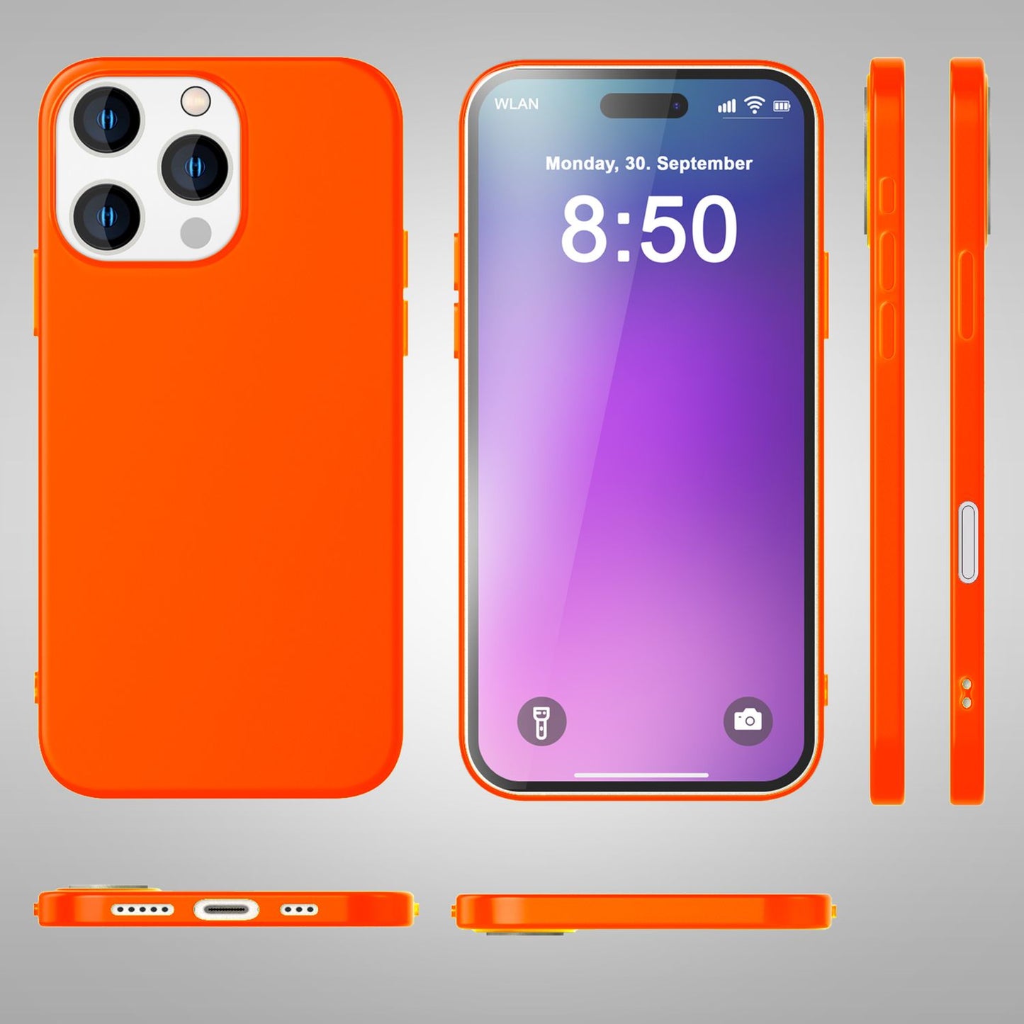 NALIA litríkt neon sílikonhulstur fyrir iPhone 16 Pro, sterkt litað hulstur, símahulstur sem rennur ekki, mjúkt hulstur